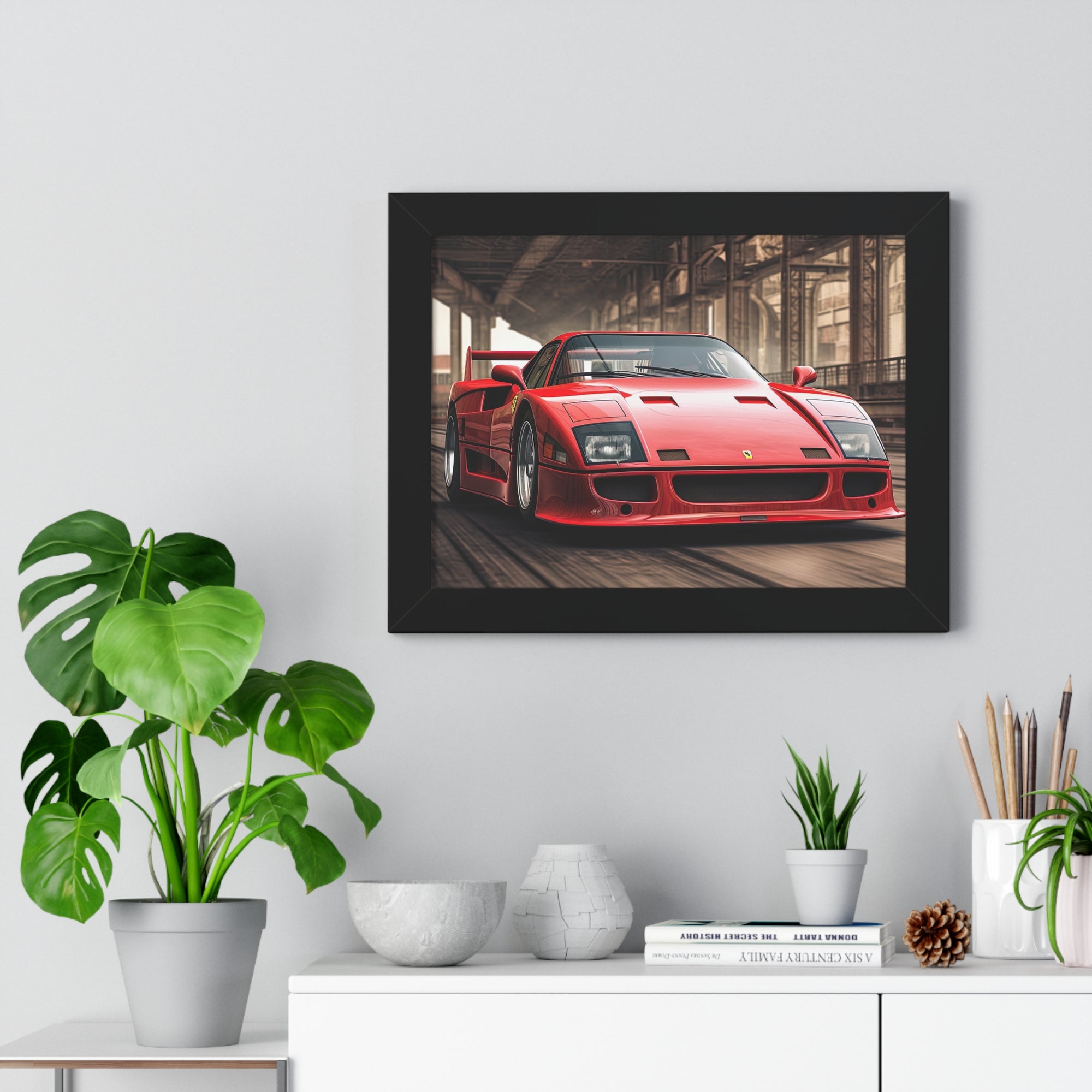 Ferrari F50 Wall Decor – Red Icon Framed in Horizontal Format