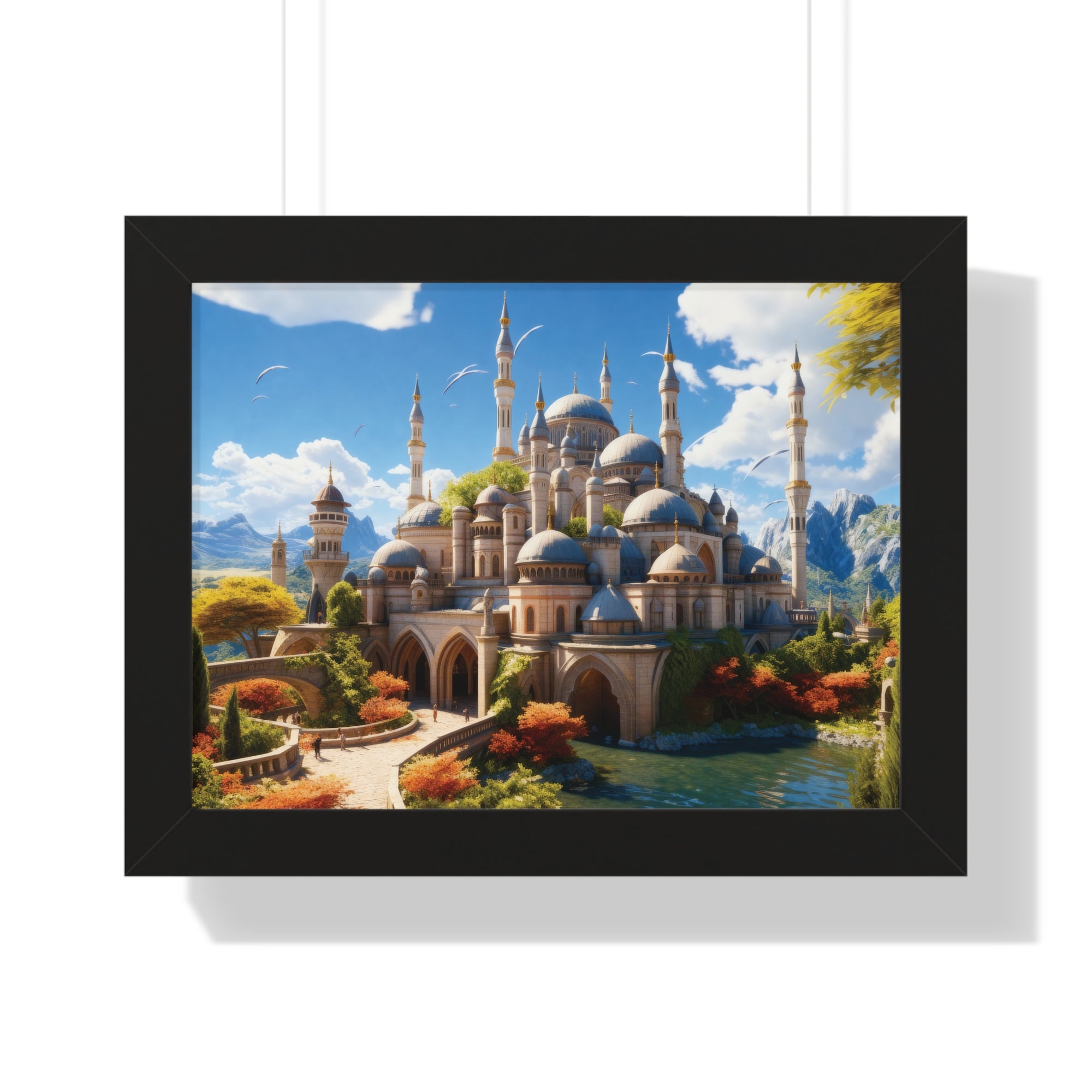 Majestic Mirage – Fantasy Ottoman Castle Reflections Framed Wall Art