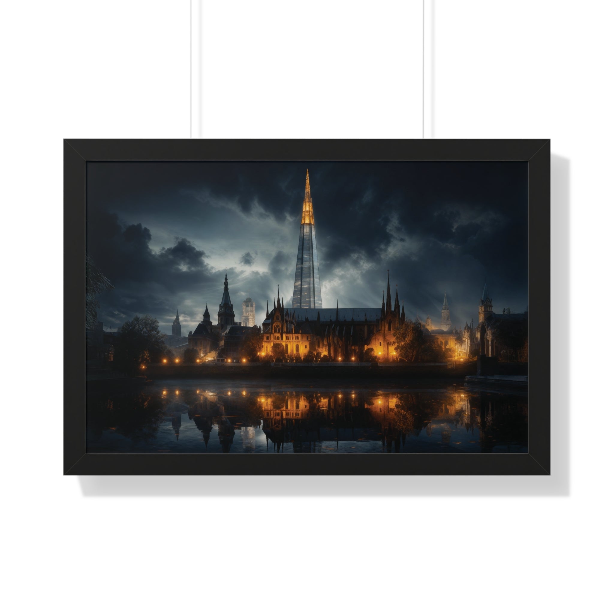 London Reflections: The Shard & Historic Skyline at Night – Elegant Cityscape Wall Art