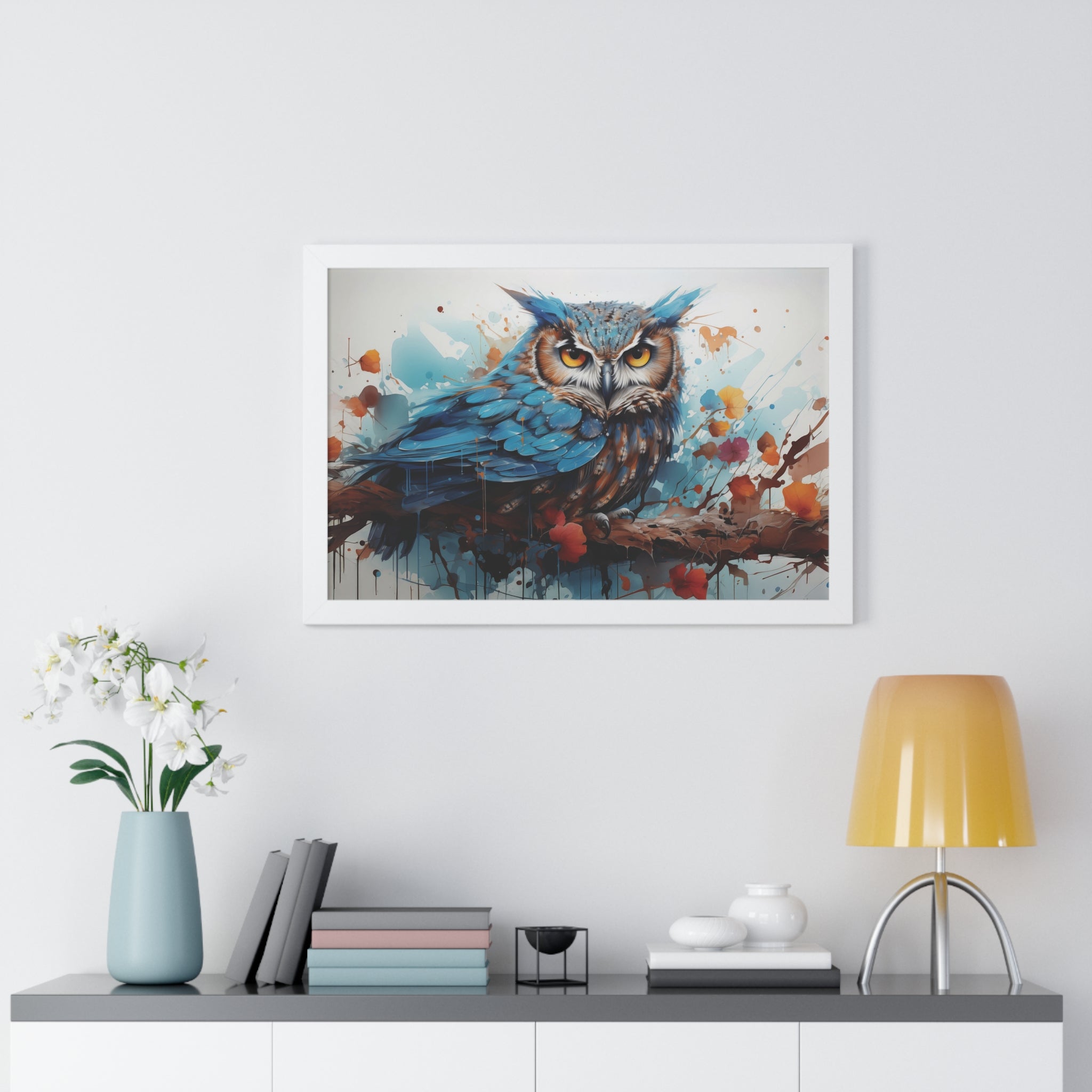 Midnight Majesty — Blue Owl Abstract Wall Art 🦉