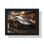 Exotic Black Ferrari F50 Framed Horizontal Poster – Supercar Wall Art for Car Enthusiasts