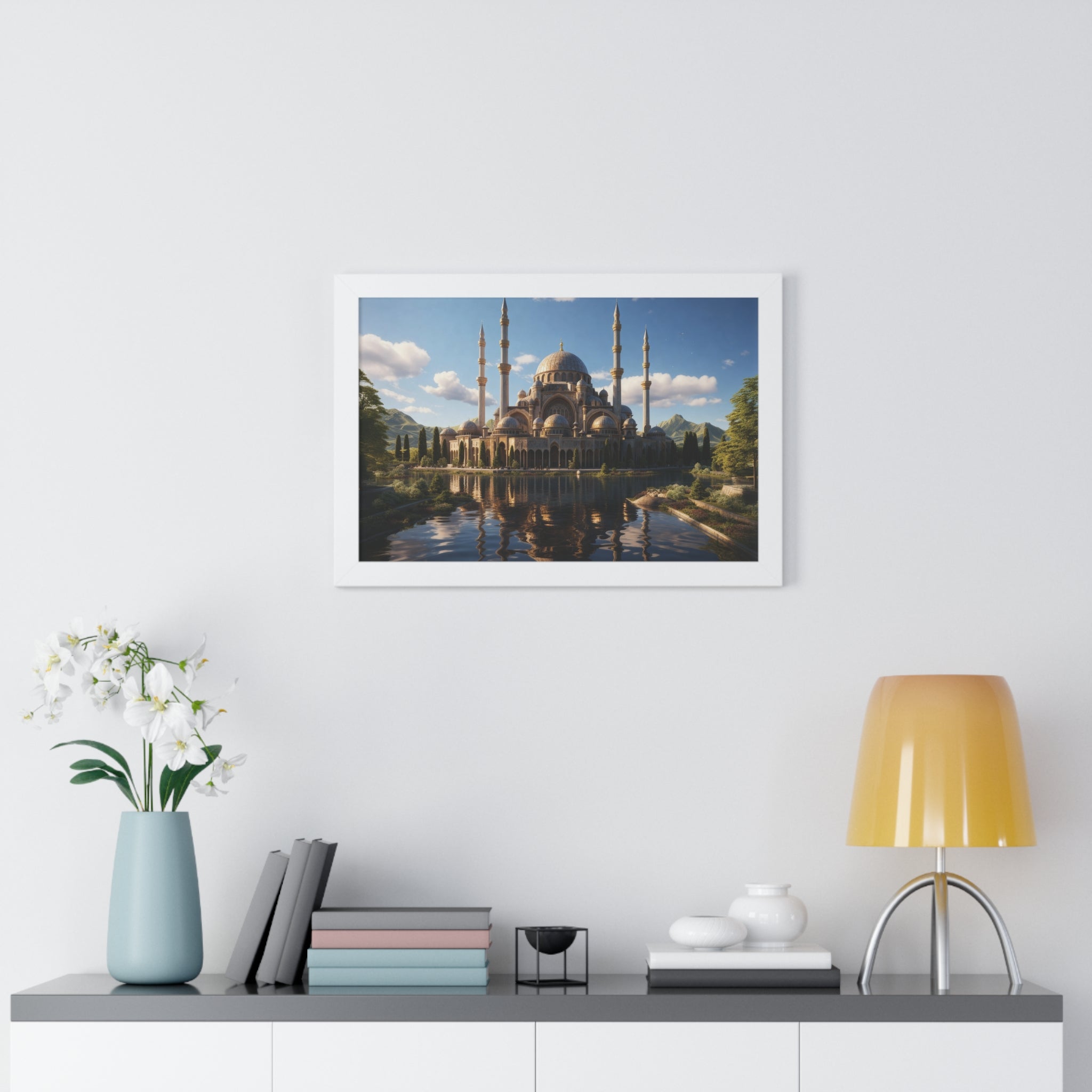 Sacred Horizon – Framed Mosque Reflections Wall Art