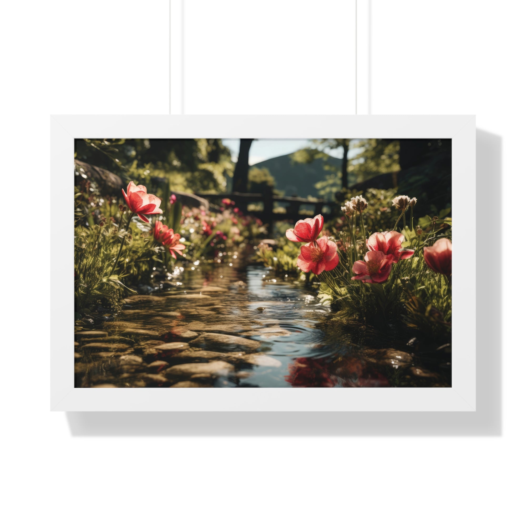 Whispers of Water – Floral Garden Landscape Print