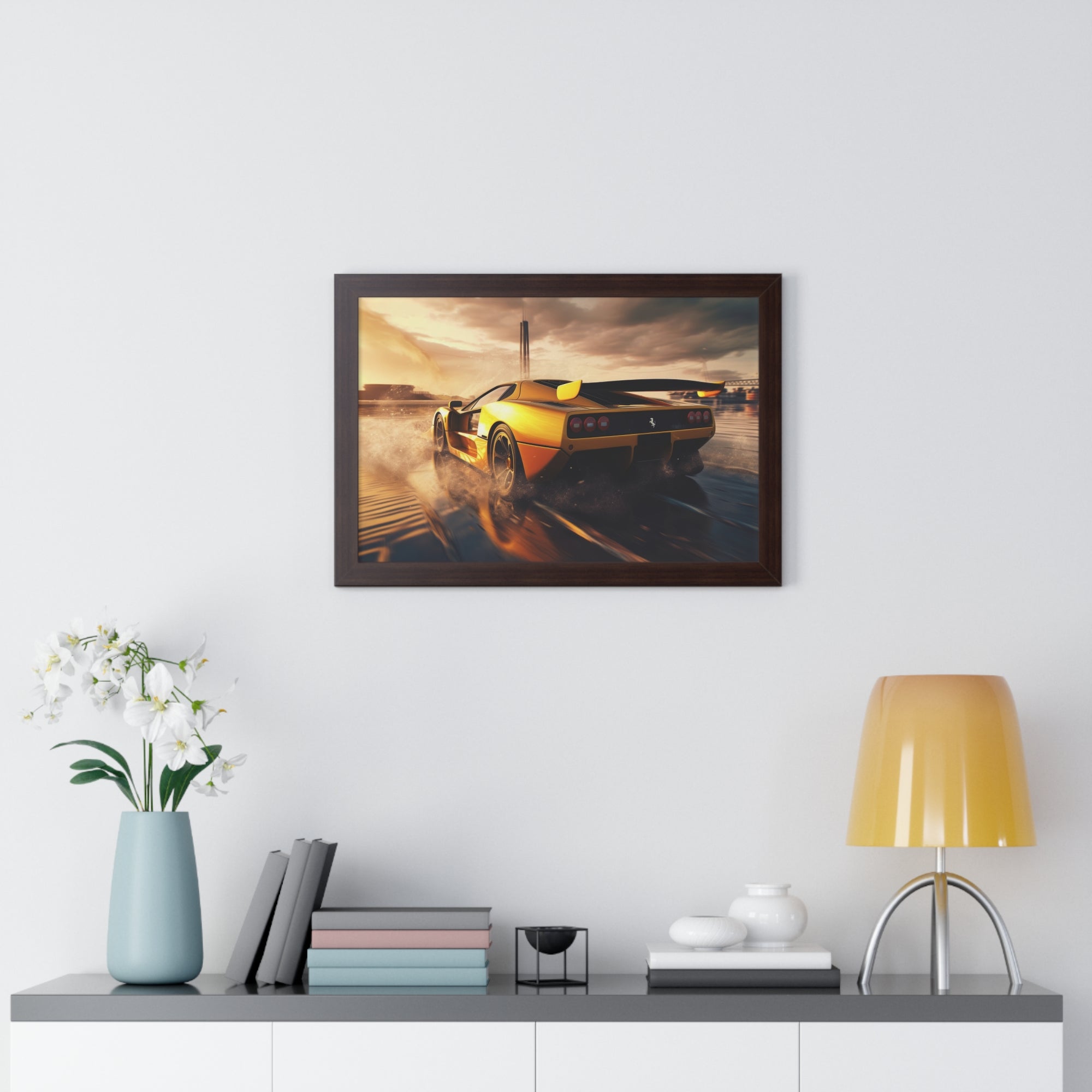 Yellow Ferrari F50 – Collector’s Framed Horizontal Poster