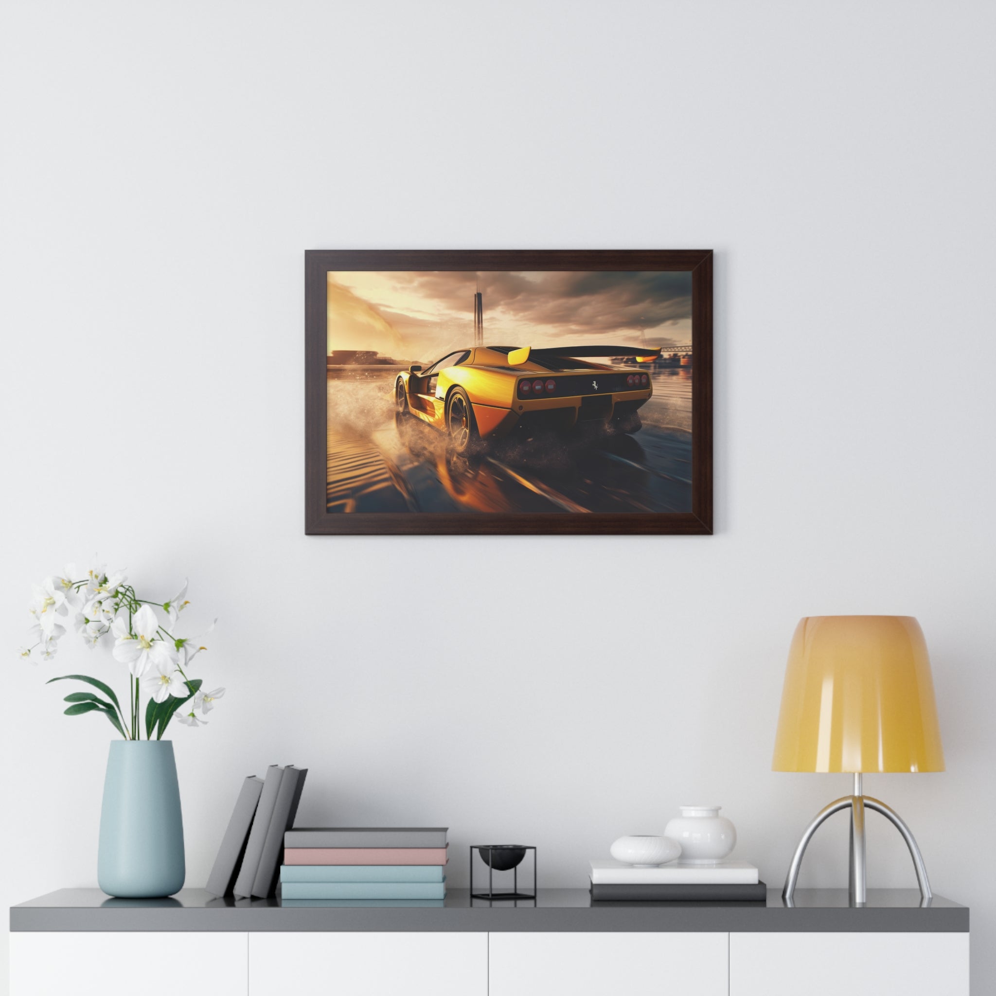 Yellow Ferrari F50 – Collector’s Framed Horizontal Poster