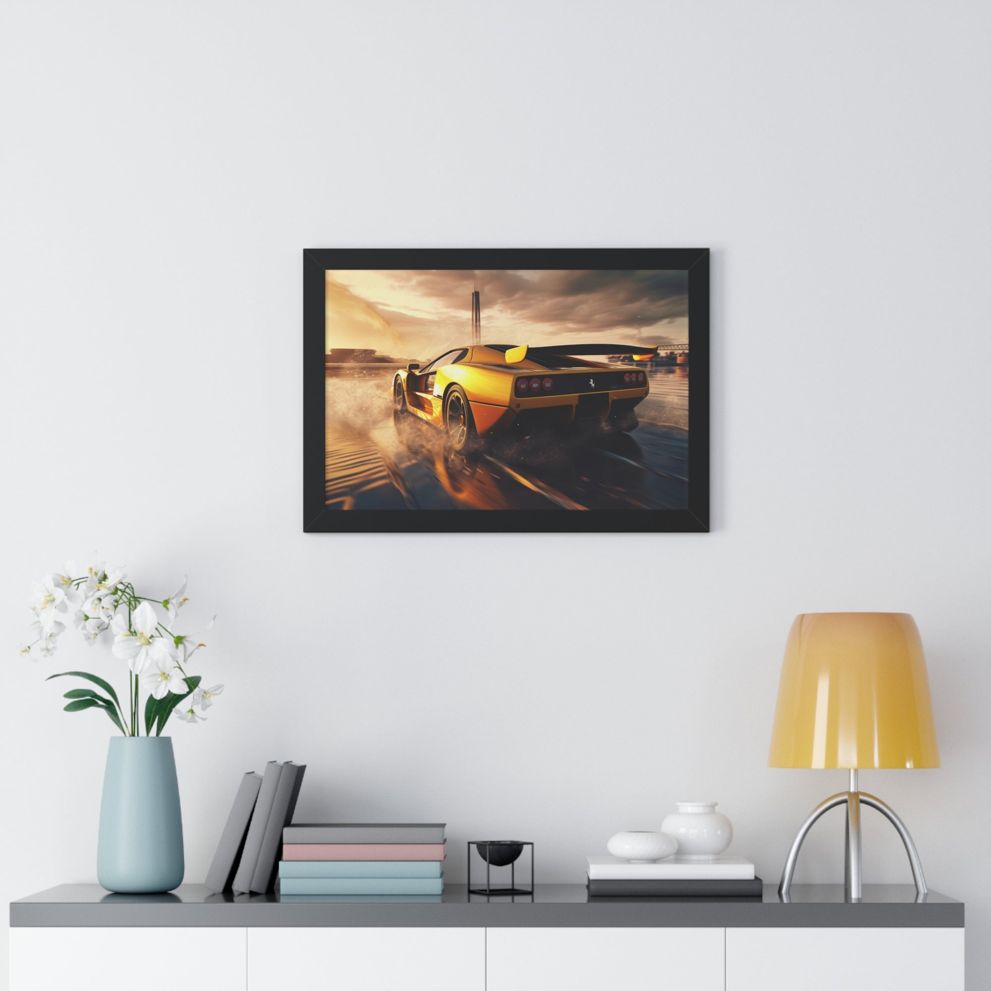 Yellow Ferrari F50 – Collector’s Framed Horizontal Poster