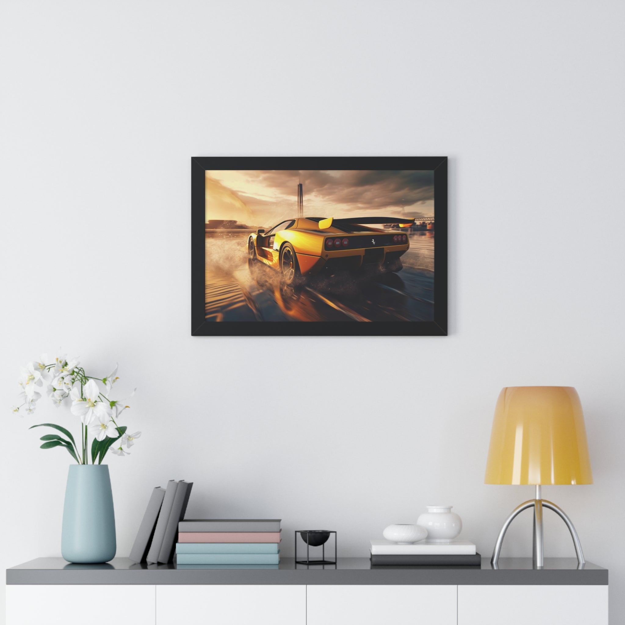 Yellow Ferrari F50 – Collector’s Framed Horizontal Poster