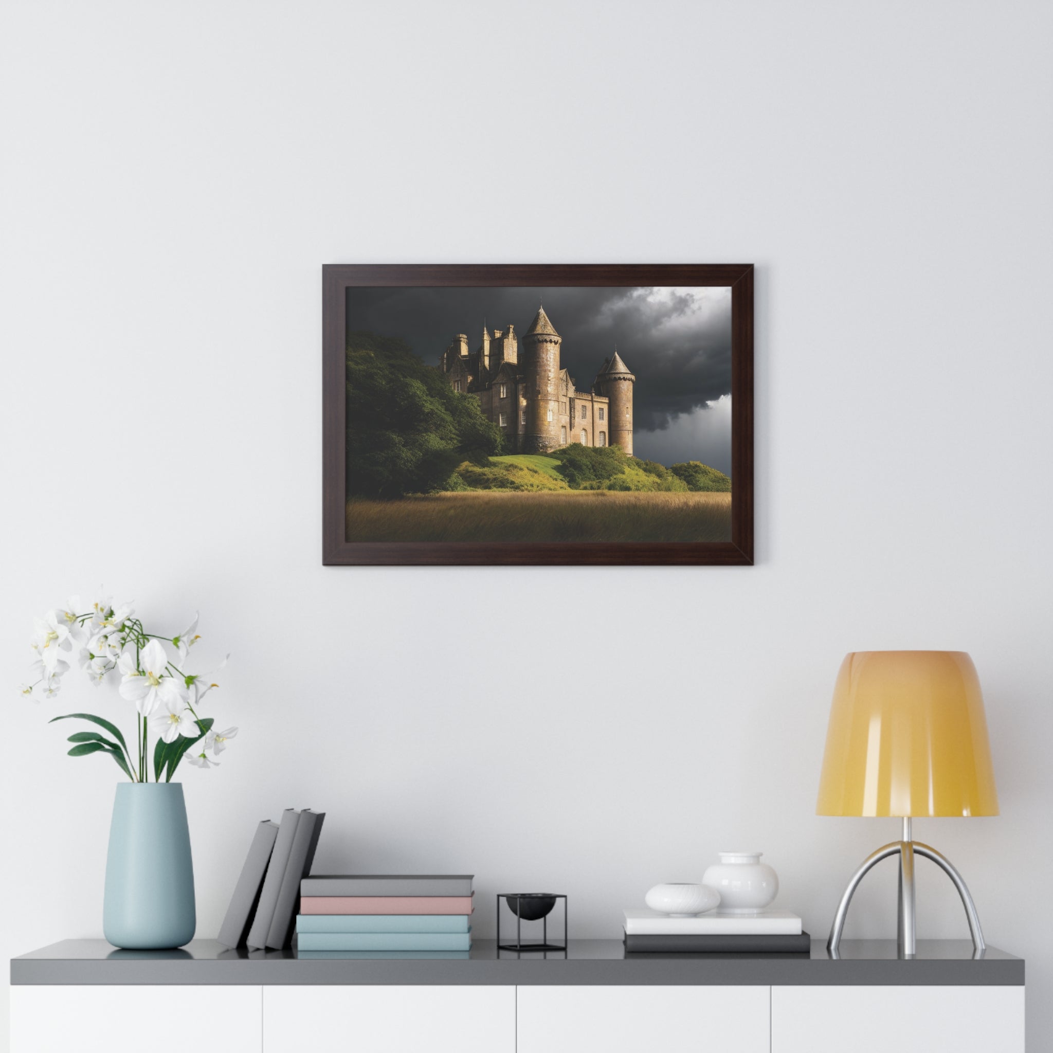 Scottish Castle in Stormy Twilight – Dramatic Landscape Wall Art Print