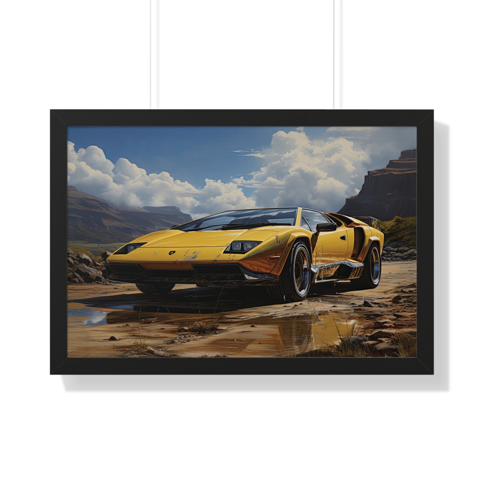 Yellow Lamborghini Countach - Framed Supercar Masterpiece