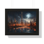 Futuristic Cityscape Night Scene – Sci-Fi Digital Art Print for Wall Decor