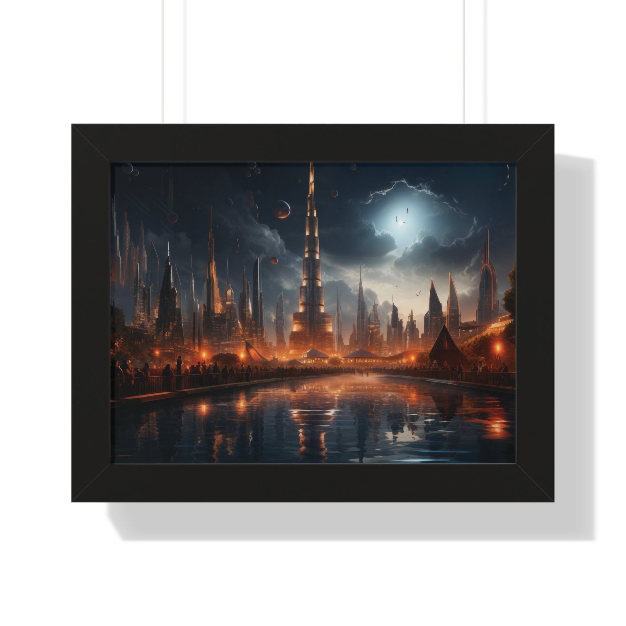 Futuristic Cityscape Night Scene – Sci-Fi Digital Art Print for Wall Decor