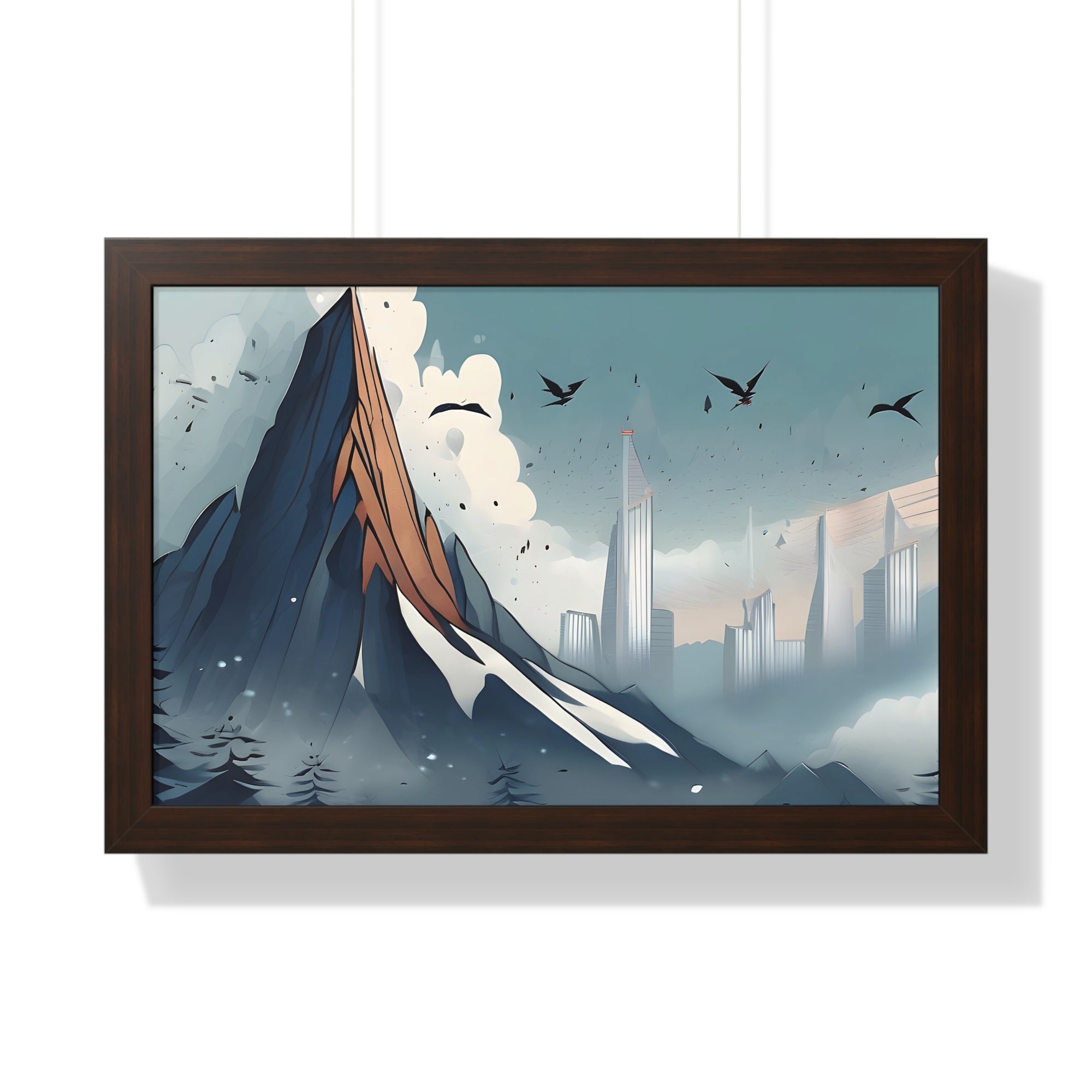Urban Peaks – Snowy Landscape Meets Modern Cityscape
