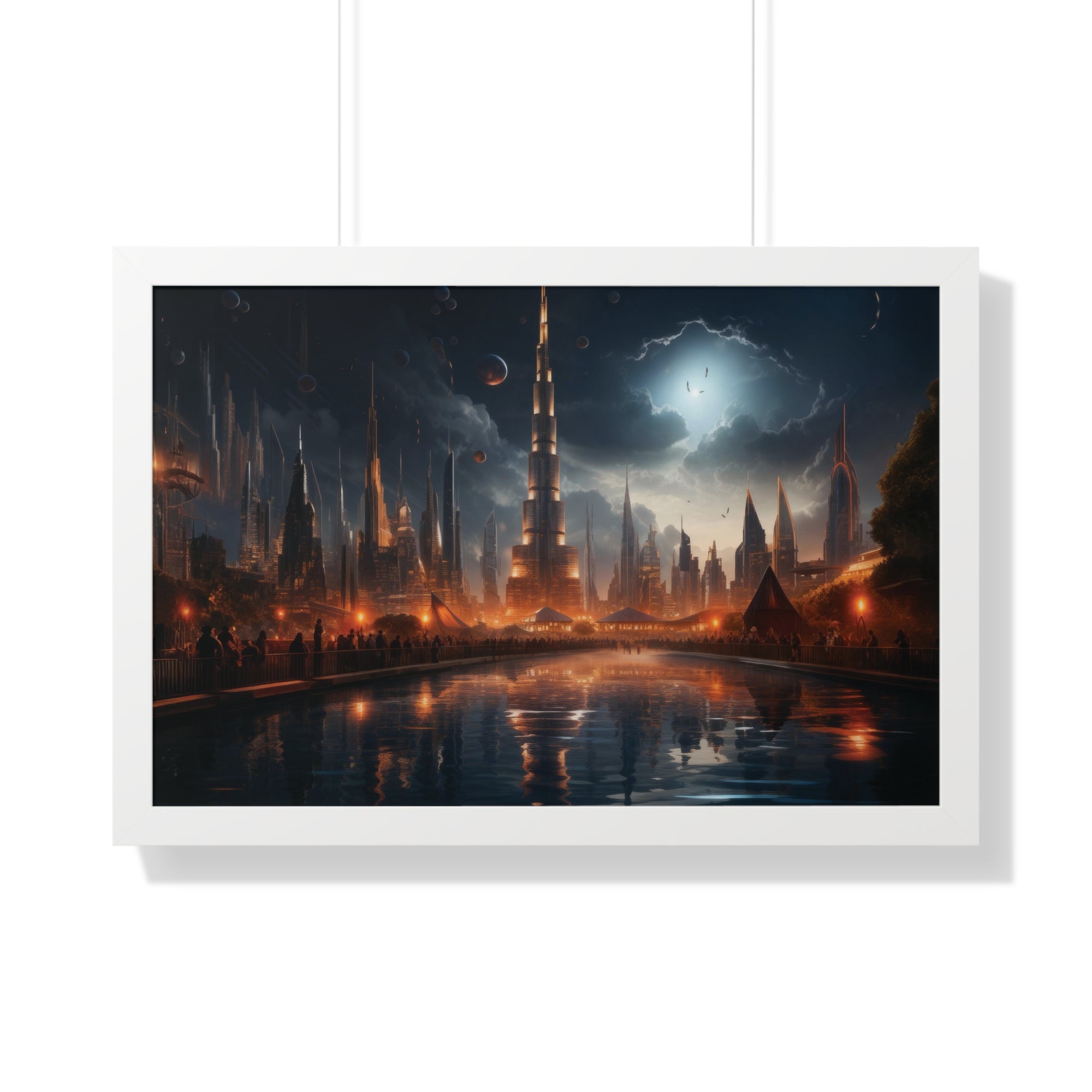 Futuristic Cityscape Night Scene – Sci-Fi Digital Art Print for Wall Decor