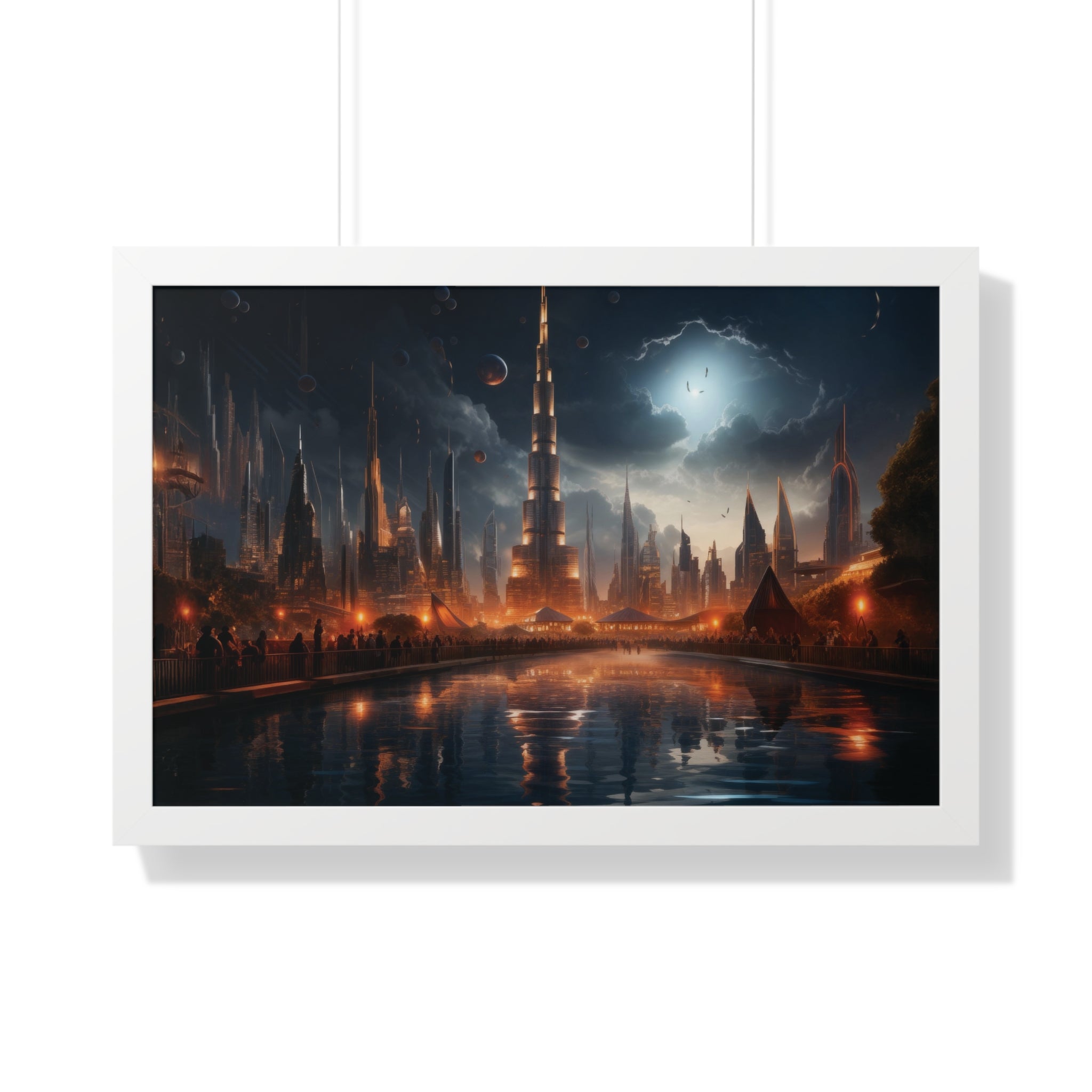 Futuristic Cityscape Night Scene – Sci-Fi Digital Art Print for Wall Decor