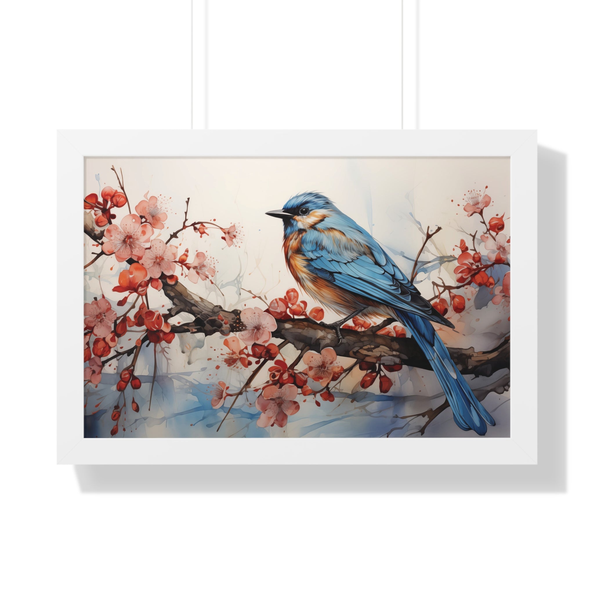 Cerulean Spring Bluebird & Cherry Blossom Wall Art