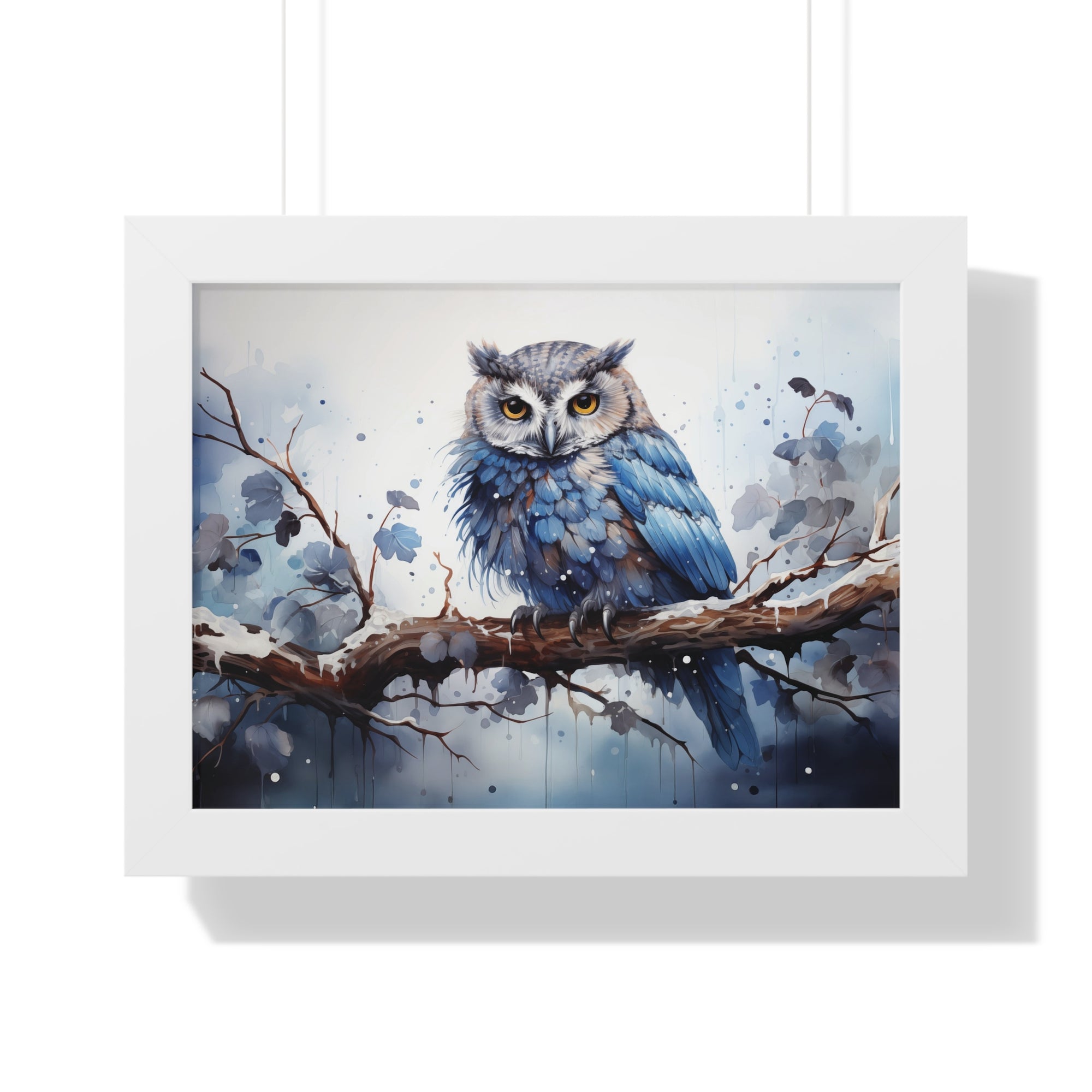 Winter❄️Watcher — Blue Owl Watercolor Print on Snowy Perch