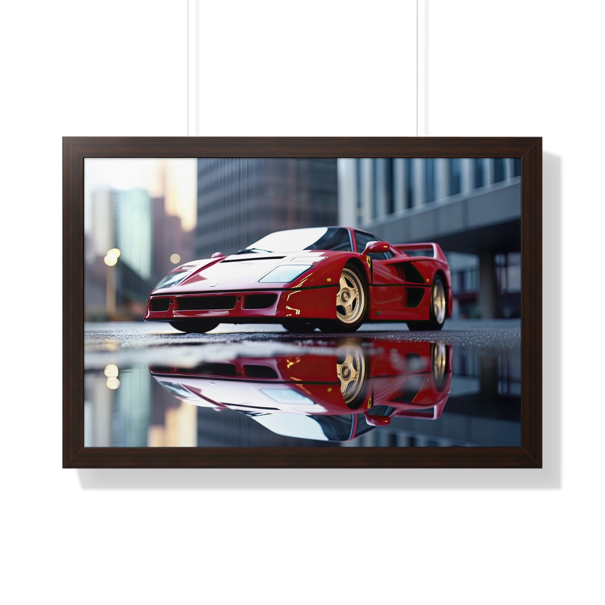 Framed Red Ferrari F50 – Sophisticated Wall Art for Enthusiasts