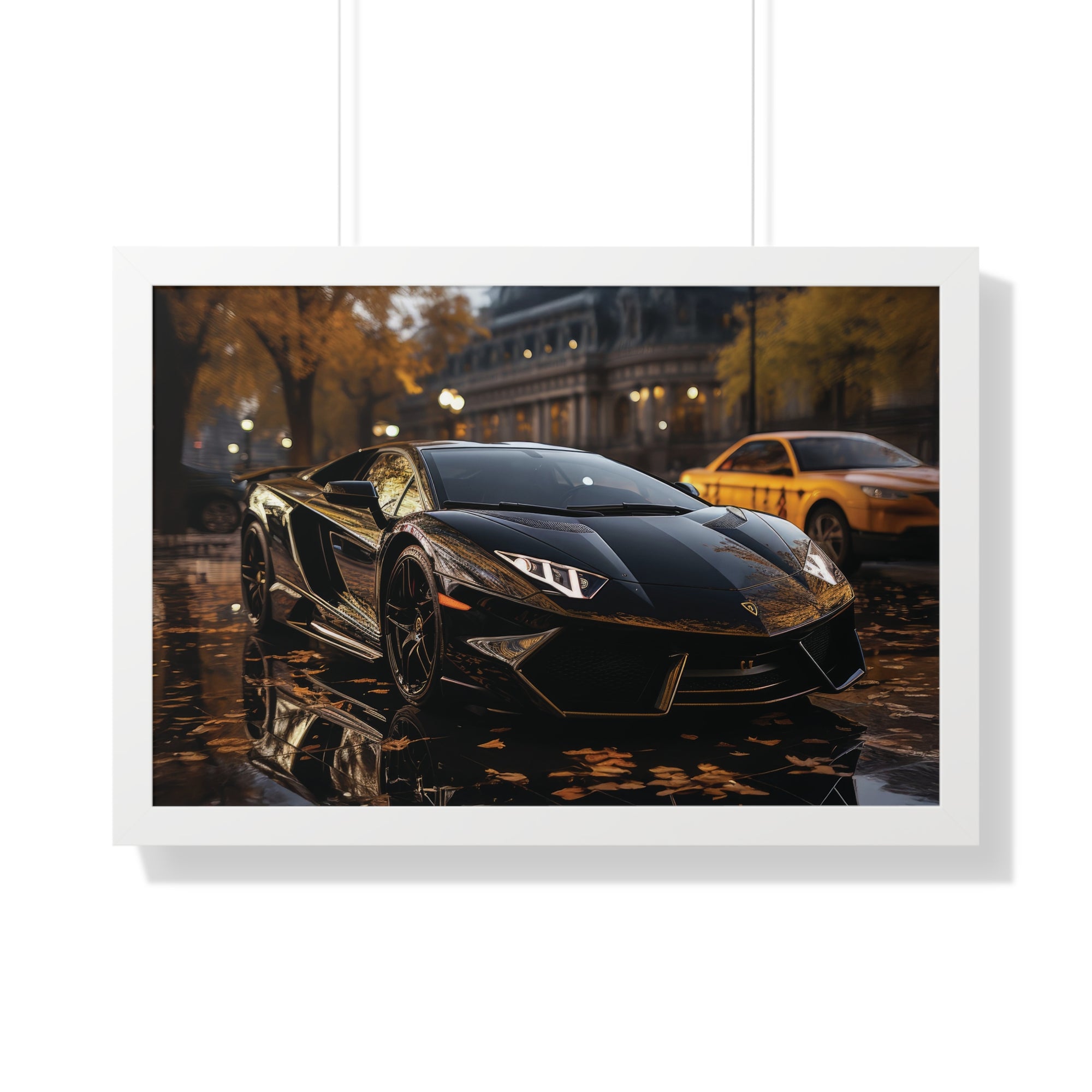 Wet Road Reflection Lamborghini Aventador Art
