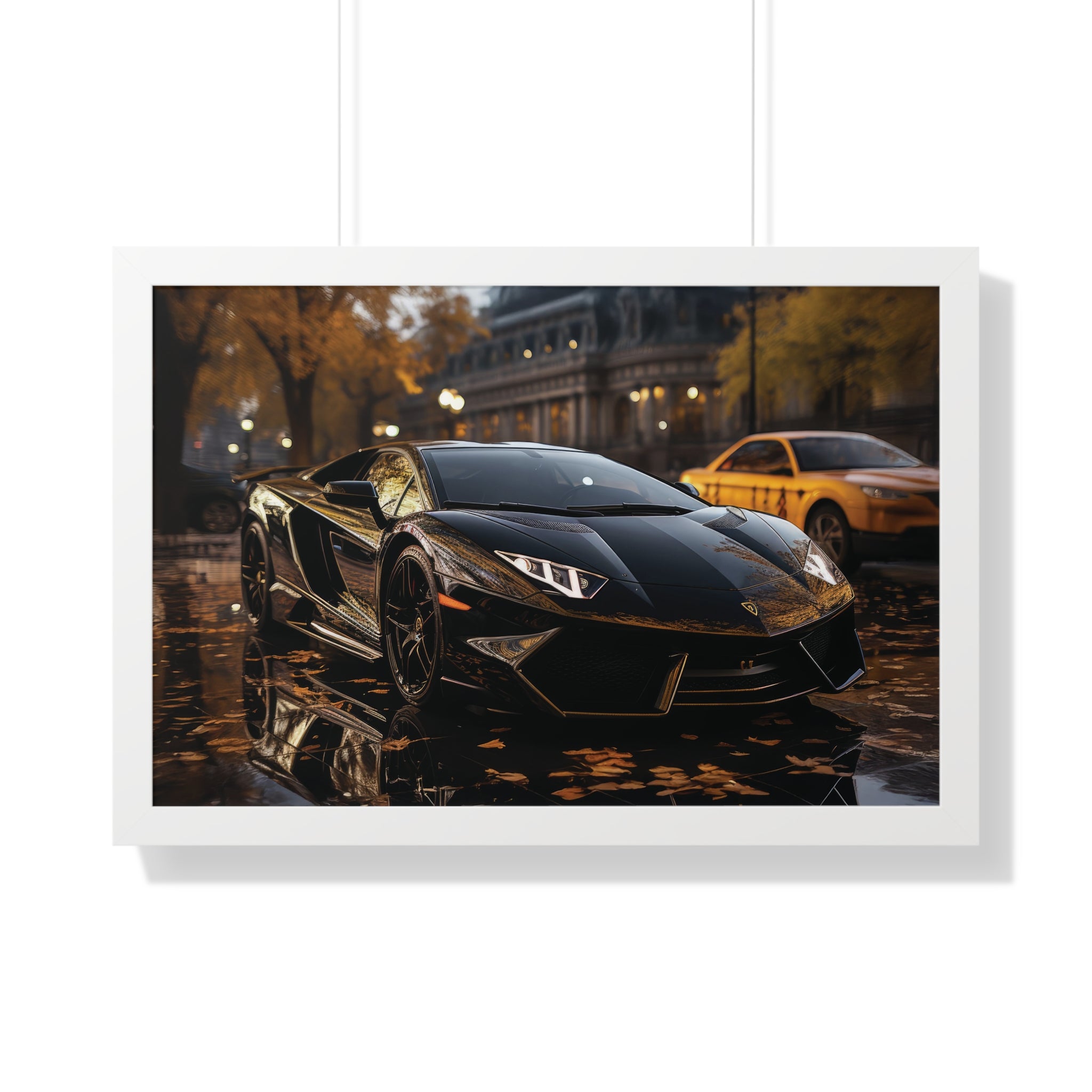 Wet Road Reflection Lamborghini Aventador Art