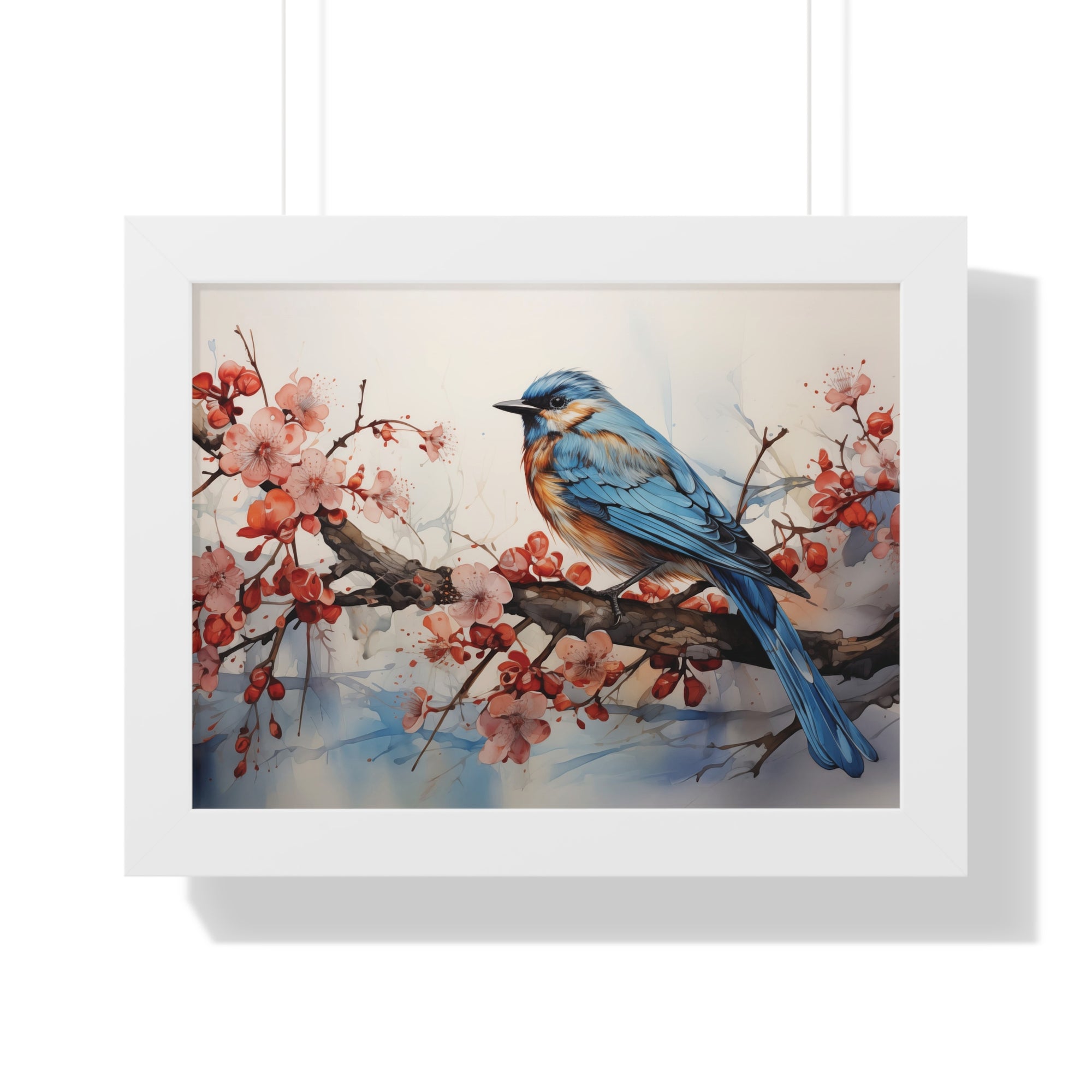 Cerulean Spring Bluebird & Cherry Blossom Wall Art
