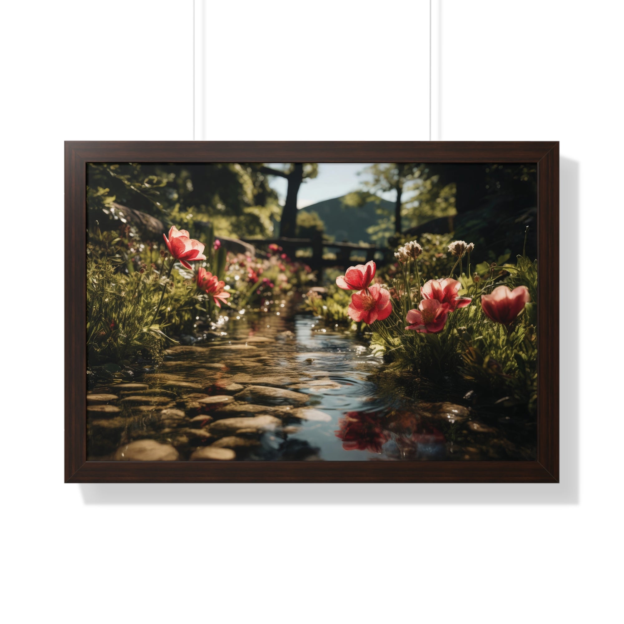 Whispers of Water – Floral Garden Landscape Print