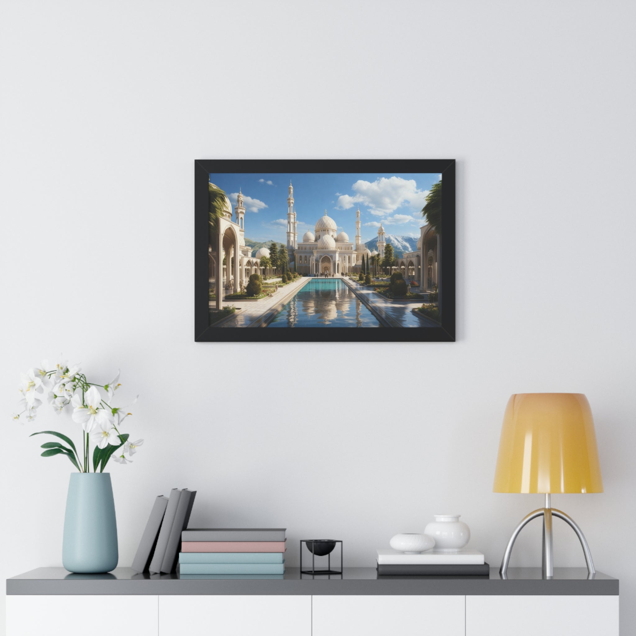 Garden of Reverence – Framed Mosque Reflections Wall Art