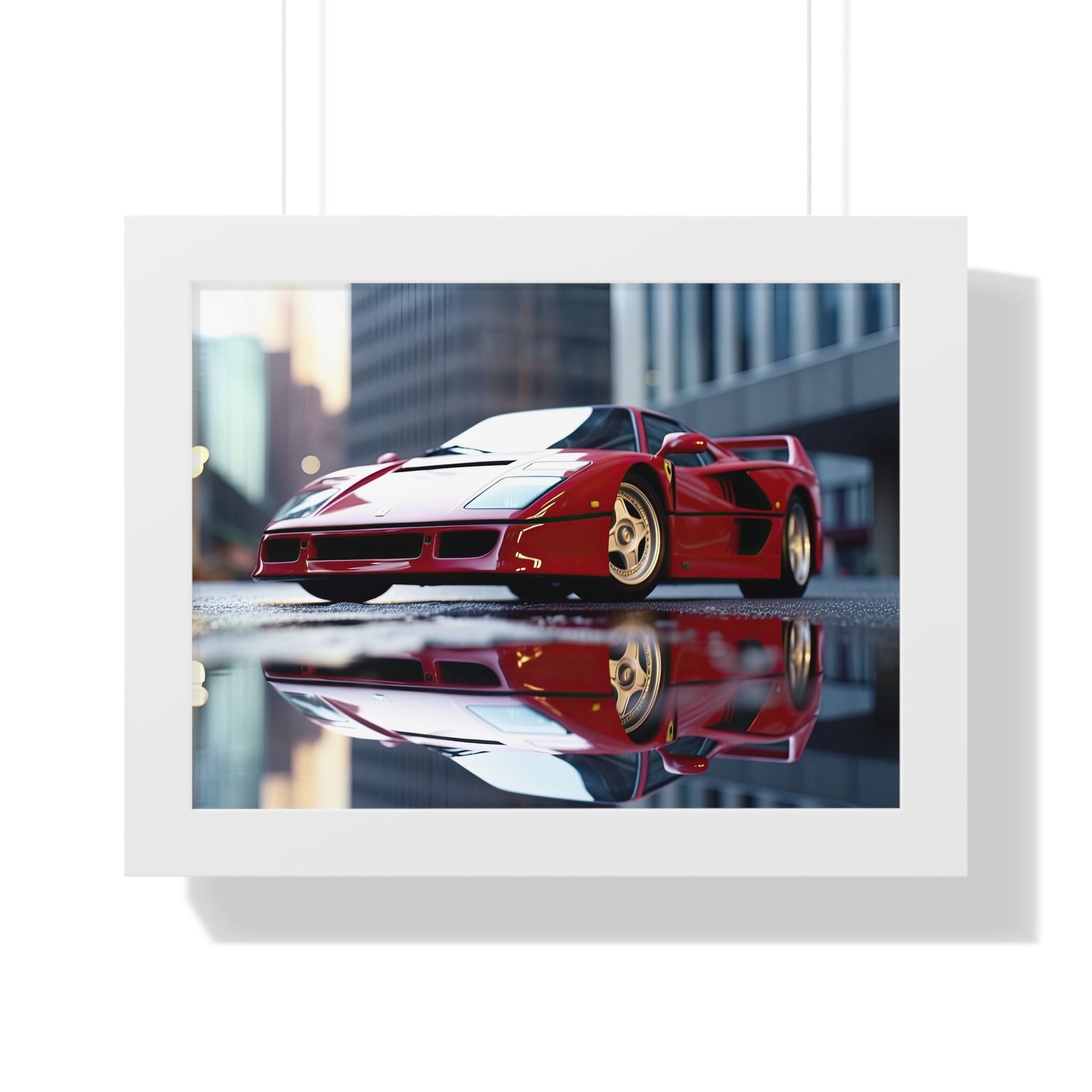 Framed Red Ferrari F50 – Sophisticated Wall Art for Enthusiasts