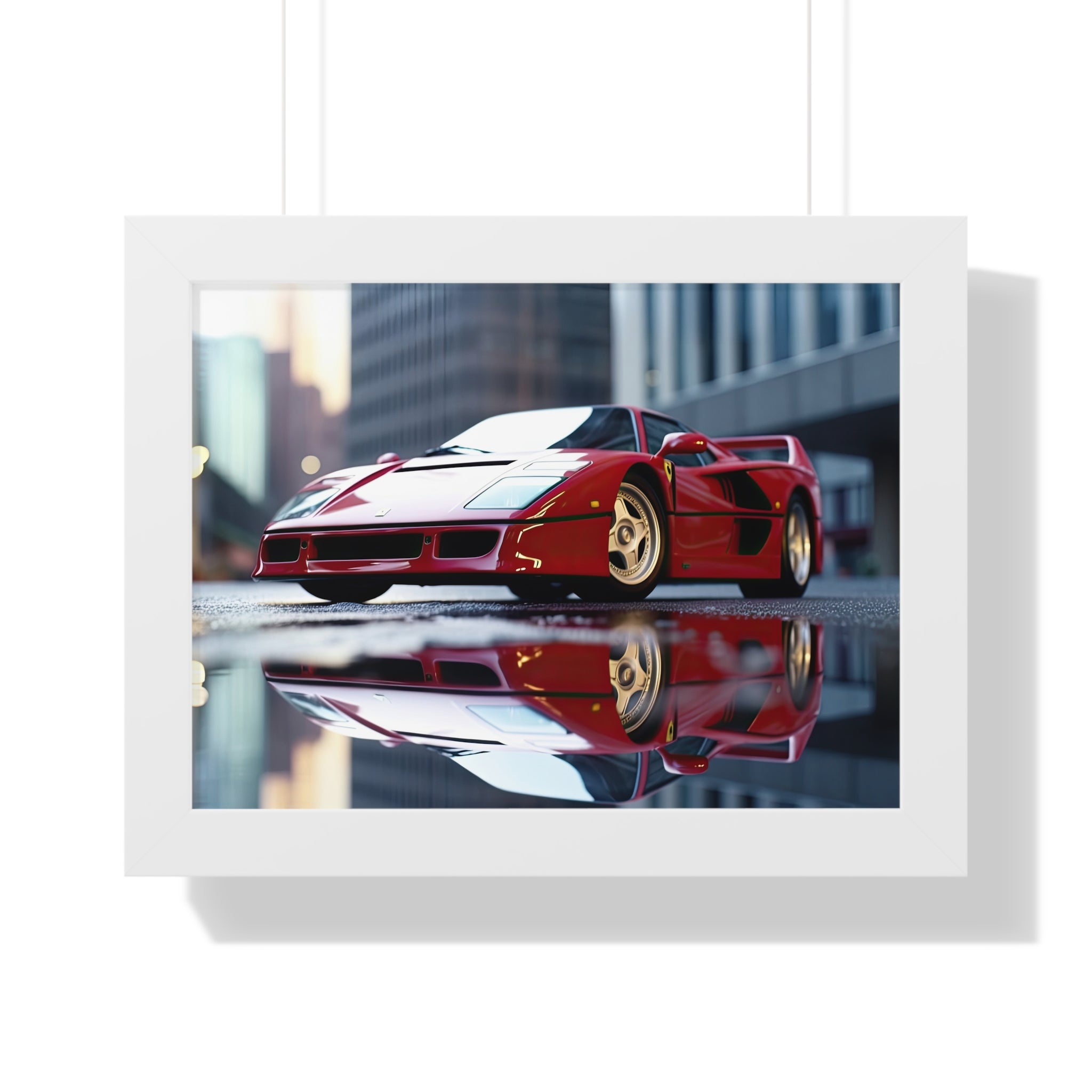 Framed Red Ferrari F50 – Sophisticated Wall Art for Enthusiasts