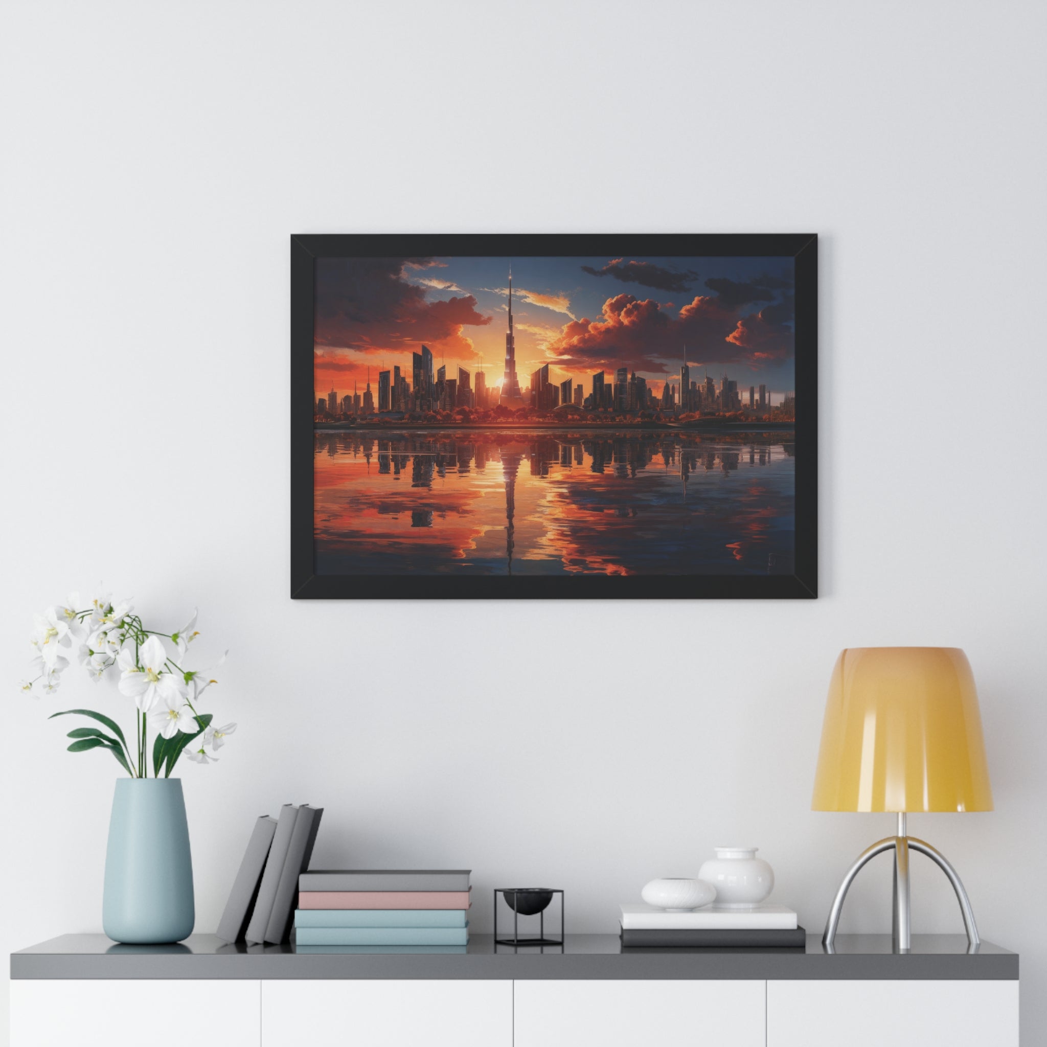 Sunset Over Futuristic Skyline – Urban Cityscape Wall Art