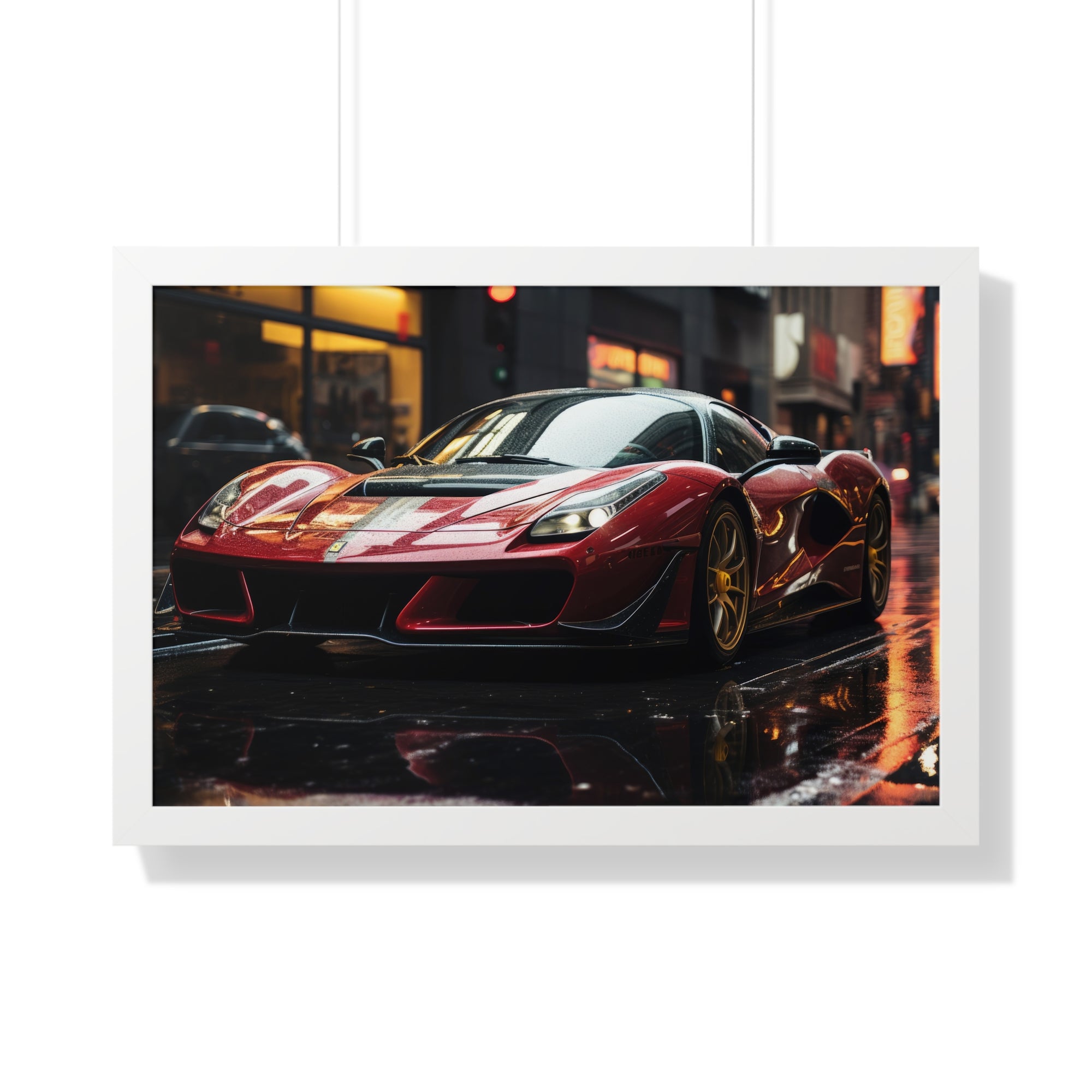 Framed Red Ferrari F50 Horizontal Poster – Supercar Wall Art for Car Enthusiasts