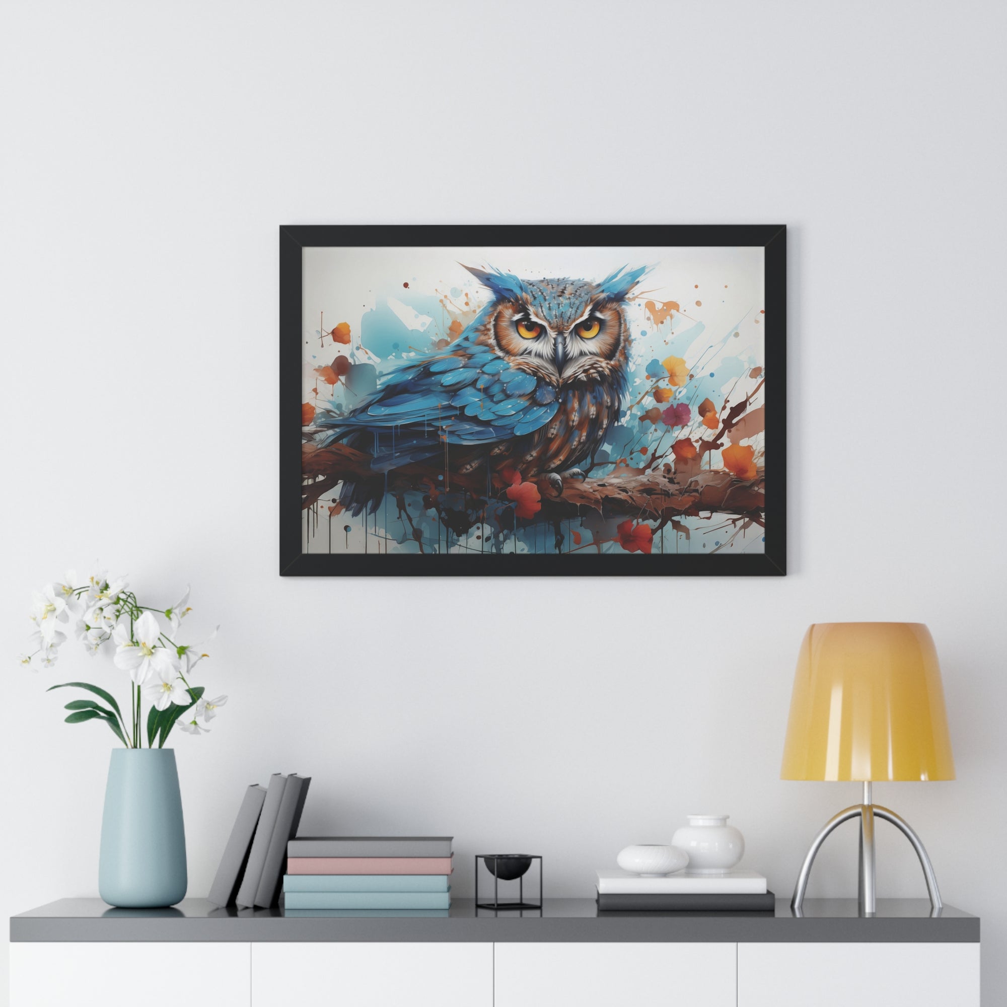 Midnight Majesty — Blue Owl Abstract Wall Art 🦉