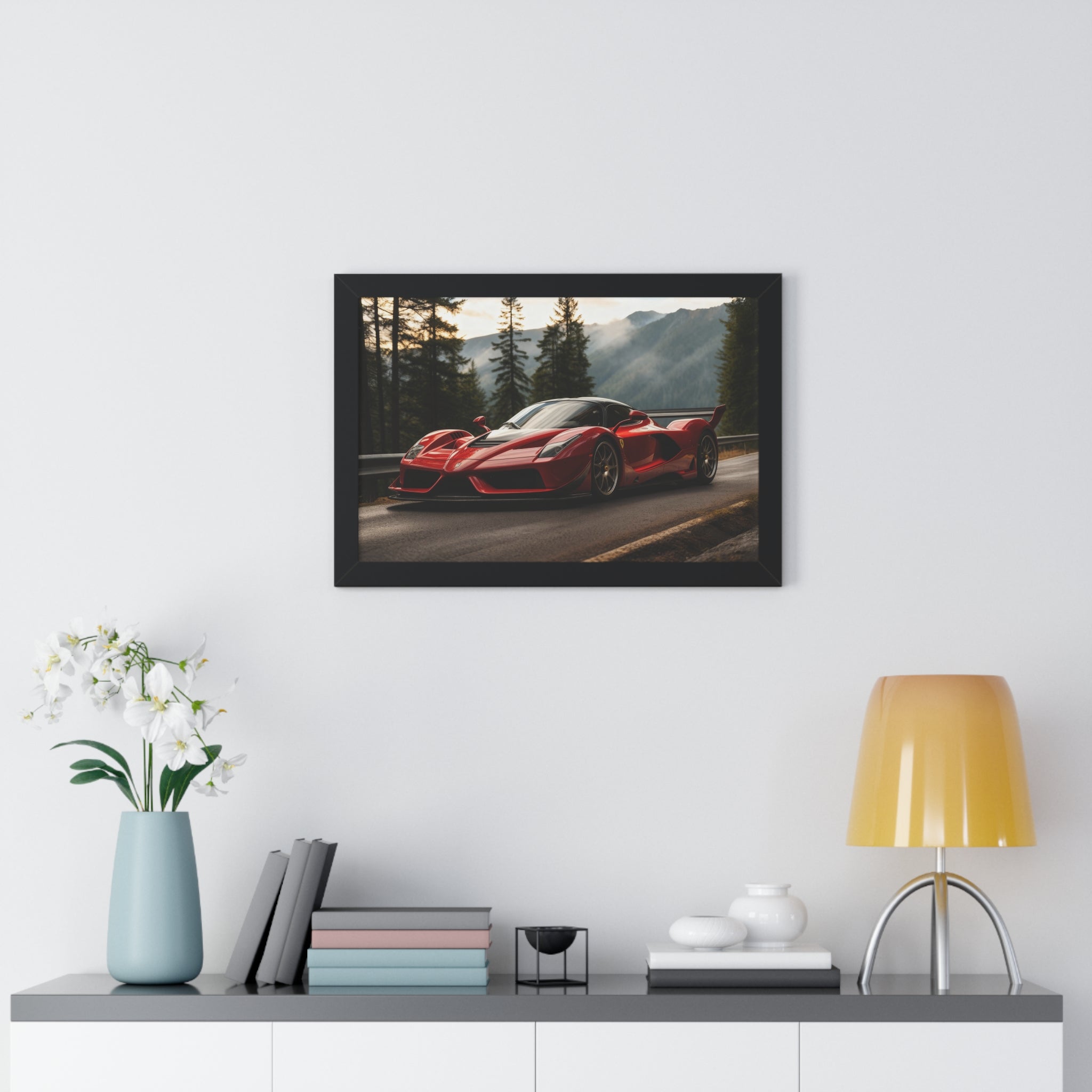 Cinematic Ferrari F50 – Red Icon in Horizontal Framed Display
