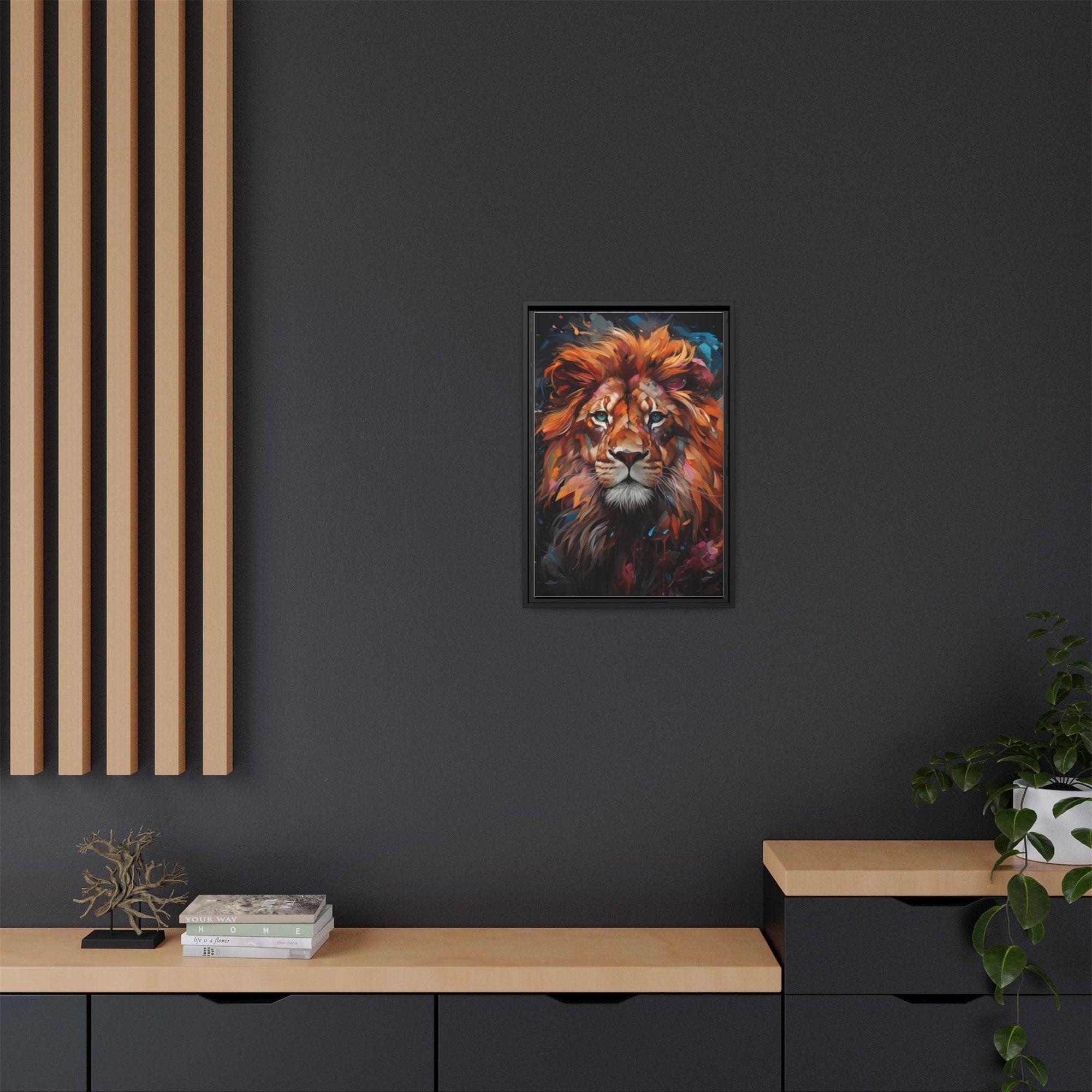 Fierce Elegance Multicolour Lion Art for Statement Space