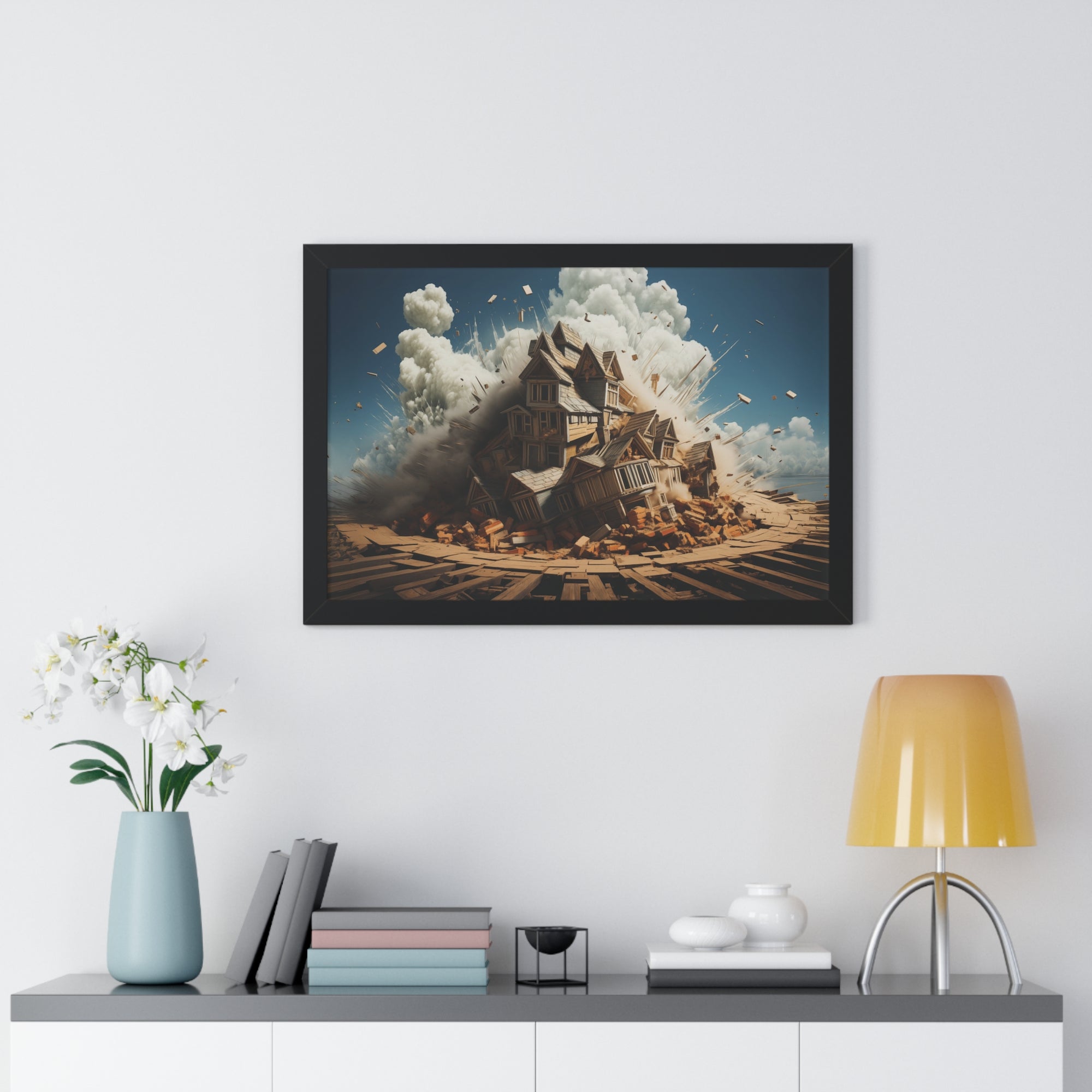 House Explosion Art Print - Modern Architectural Decor