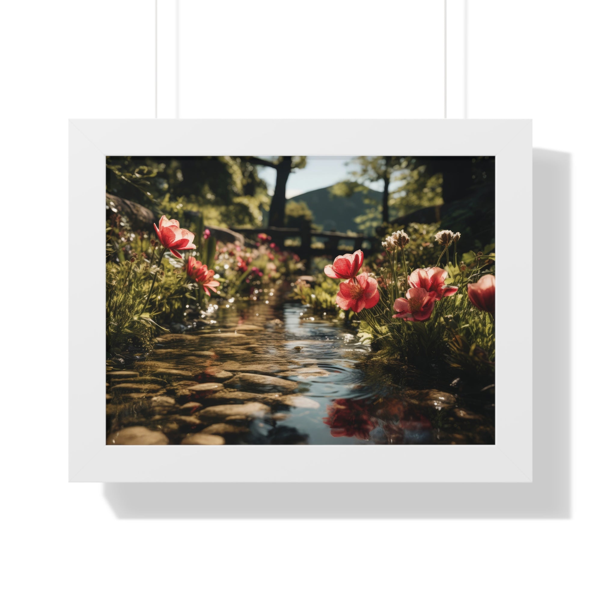 Whispers of Water – Floral Garden Landscape Print
