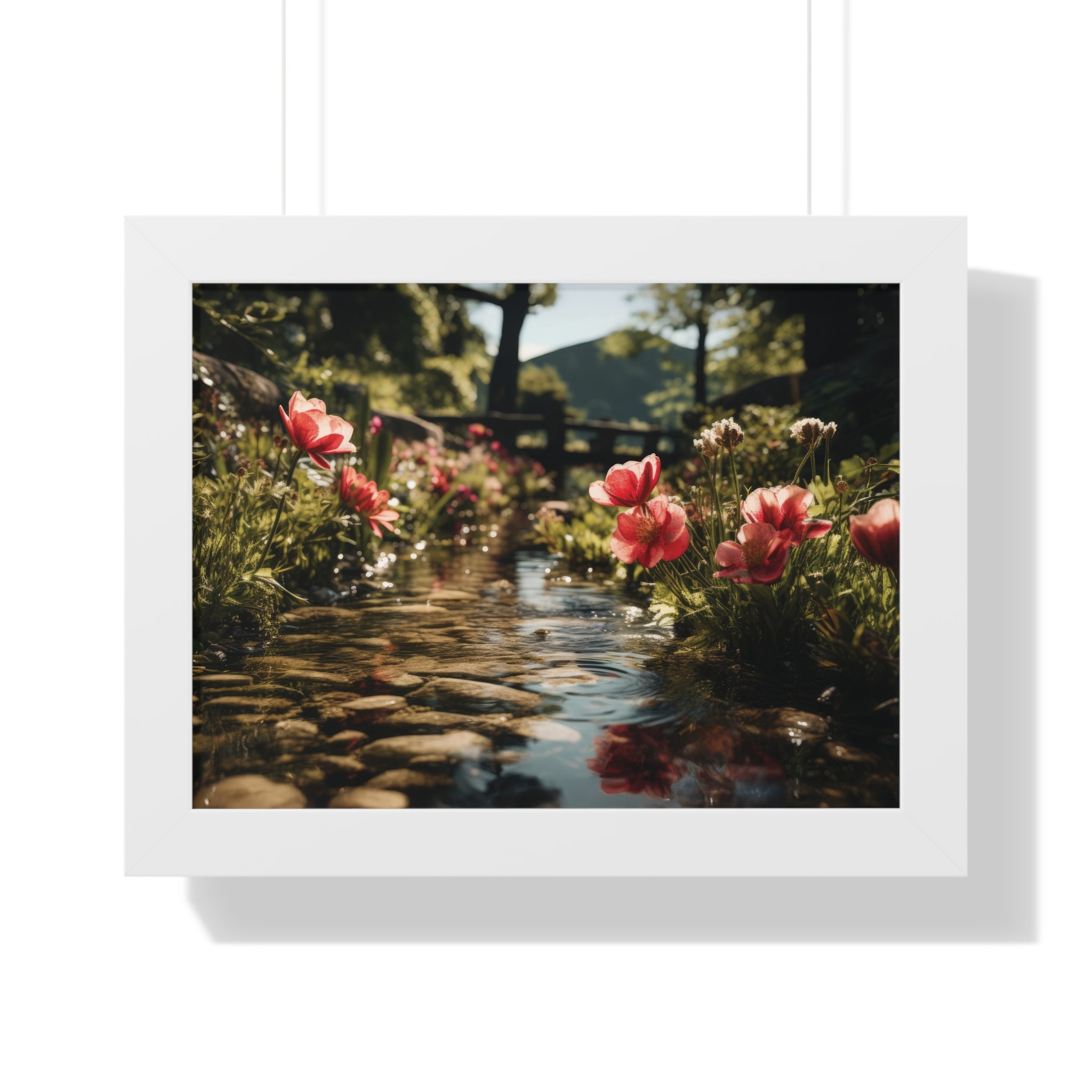 Whispers of Water – Floral Garden Landscape Print