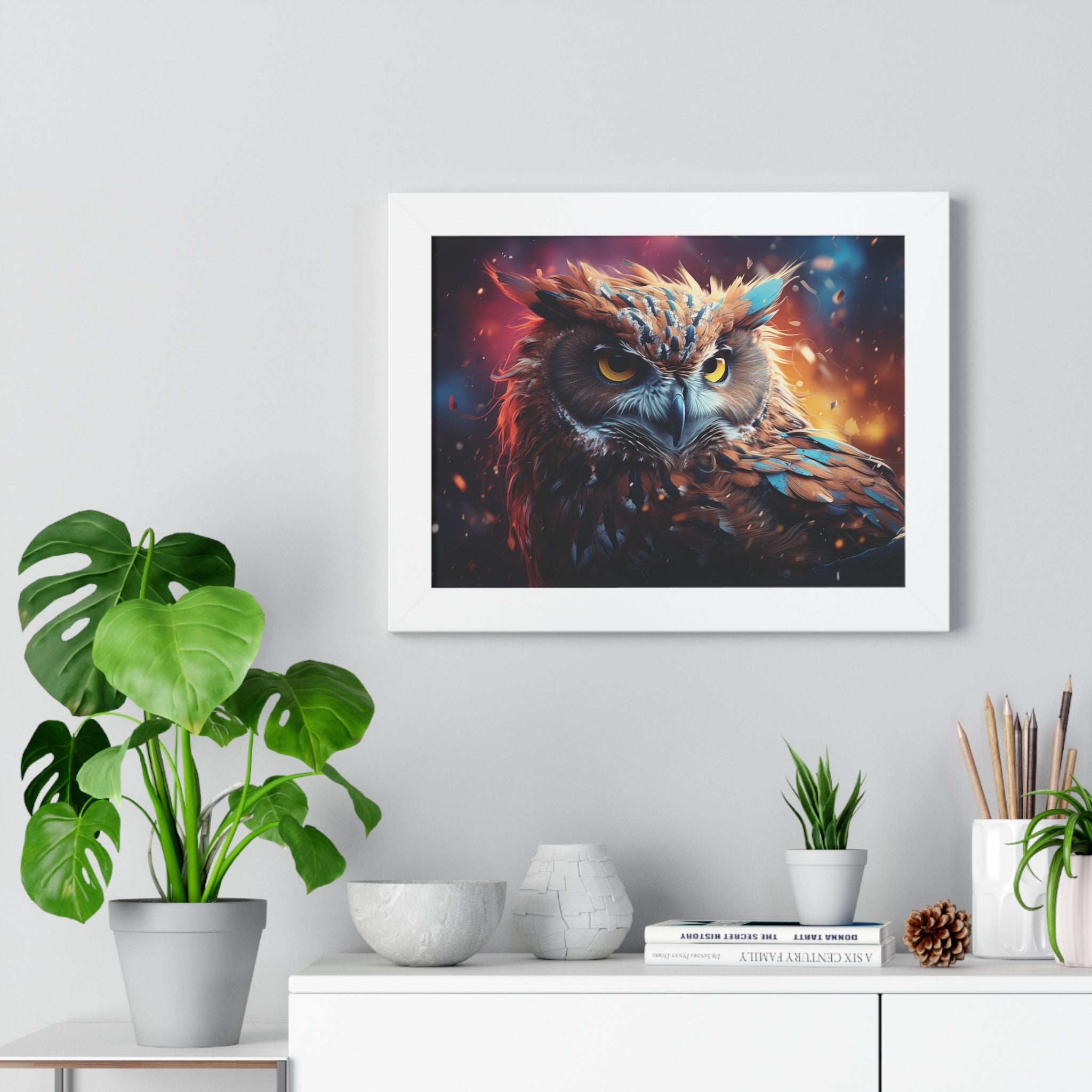 Twilight Sentinel — Regal Owl Wall Art in Fiery🔥Bloom🦉