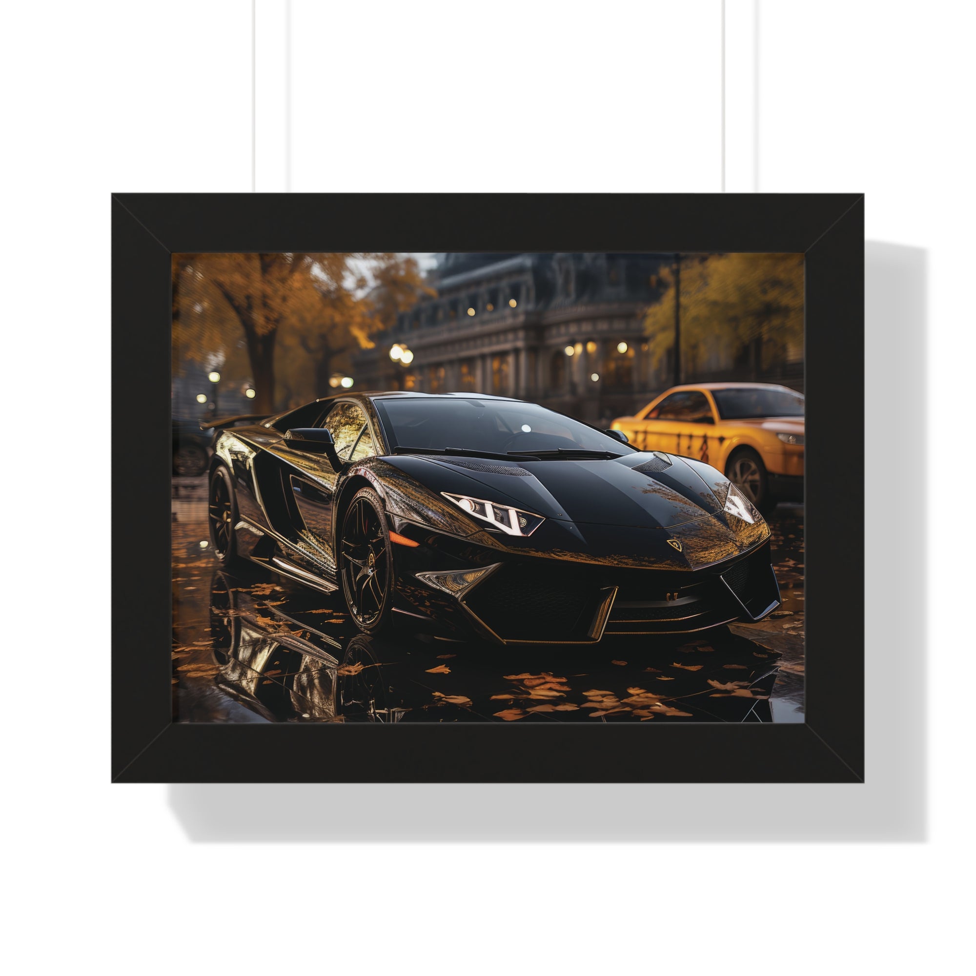 Wet Road Reflection Lamborghini Aventador Art