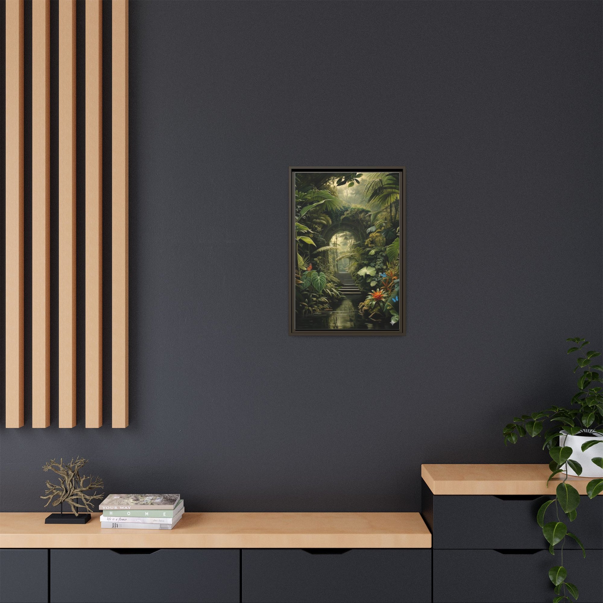 🌴Tropical Forest Illusion – Cinematic Jungle Pathway Wall Art  Luxury Botanical Decor