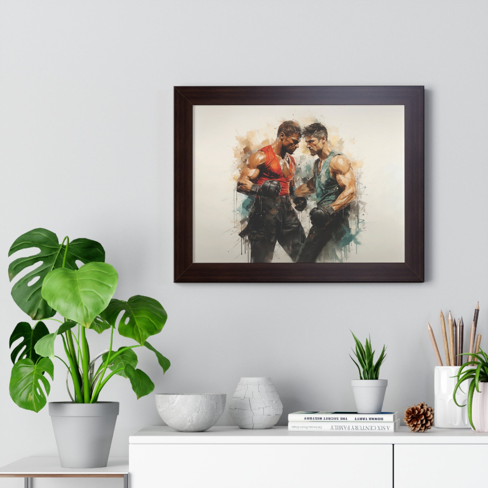 Framed Confrontation – Abstract Fighter Wall Art
