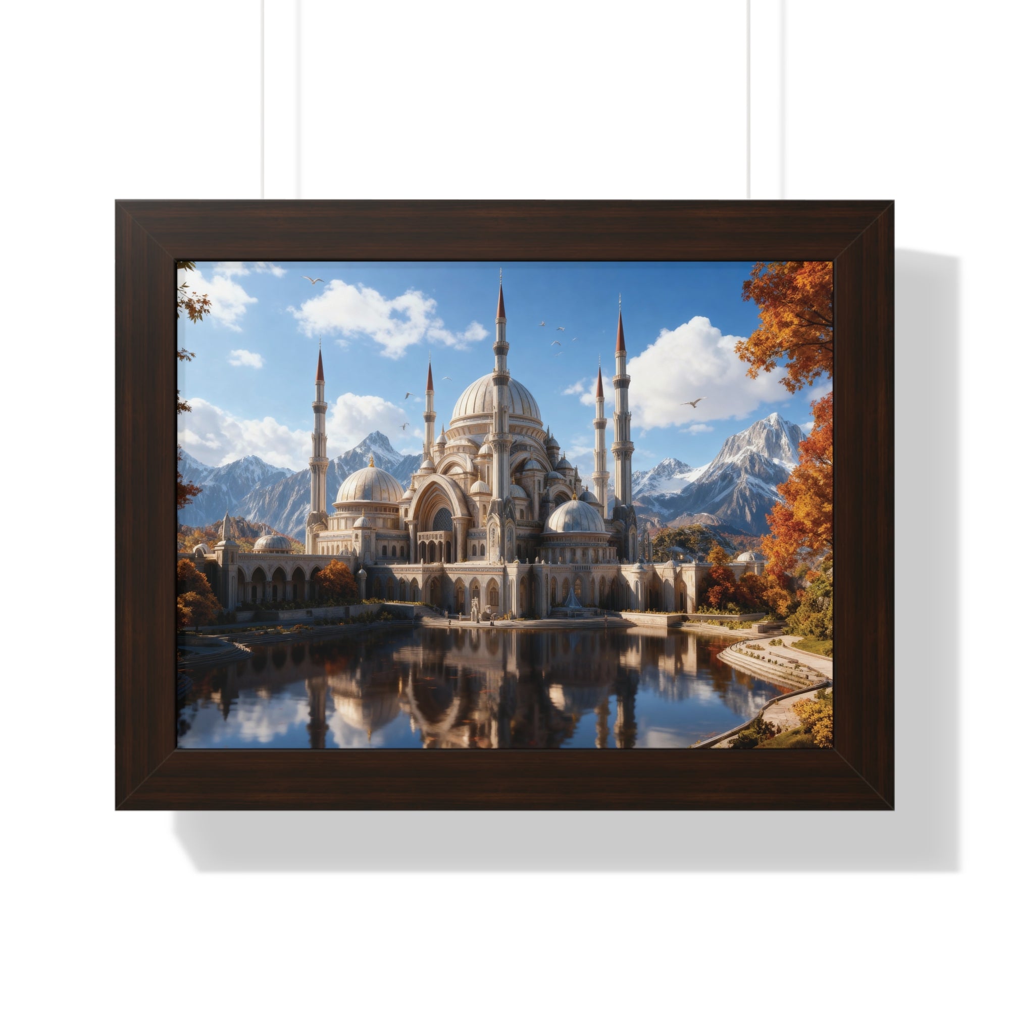 Echoes of Elevation – Majestic Mosque Reflections Framed Wall Art