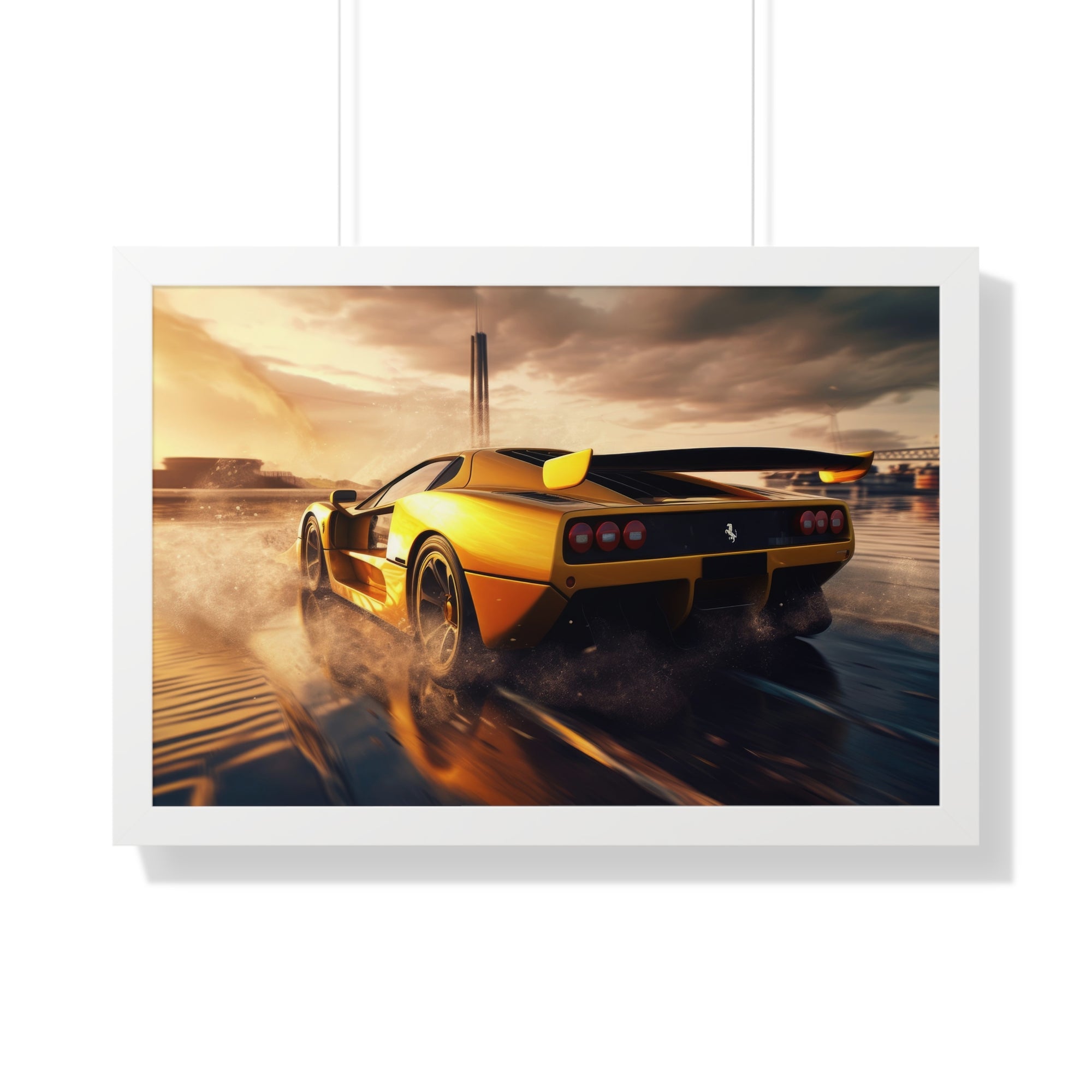 Yellow Ferrari F50 – Collector’s Framed Horizontal Poster