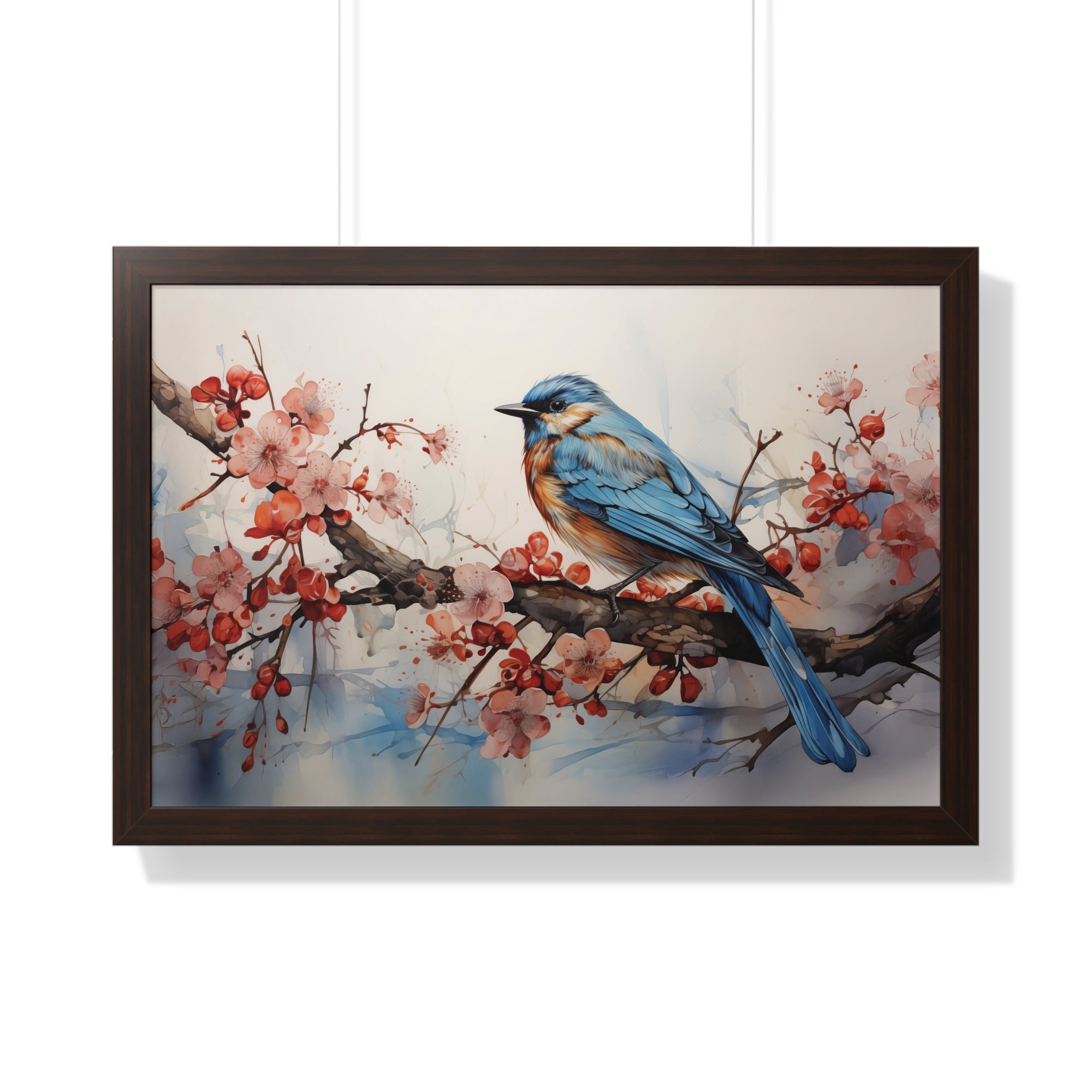 Cerulean Spring Bluebird & Cherry Blossom Wall Art