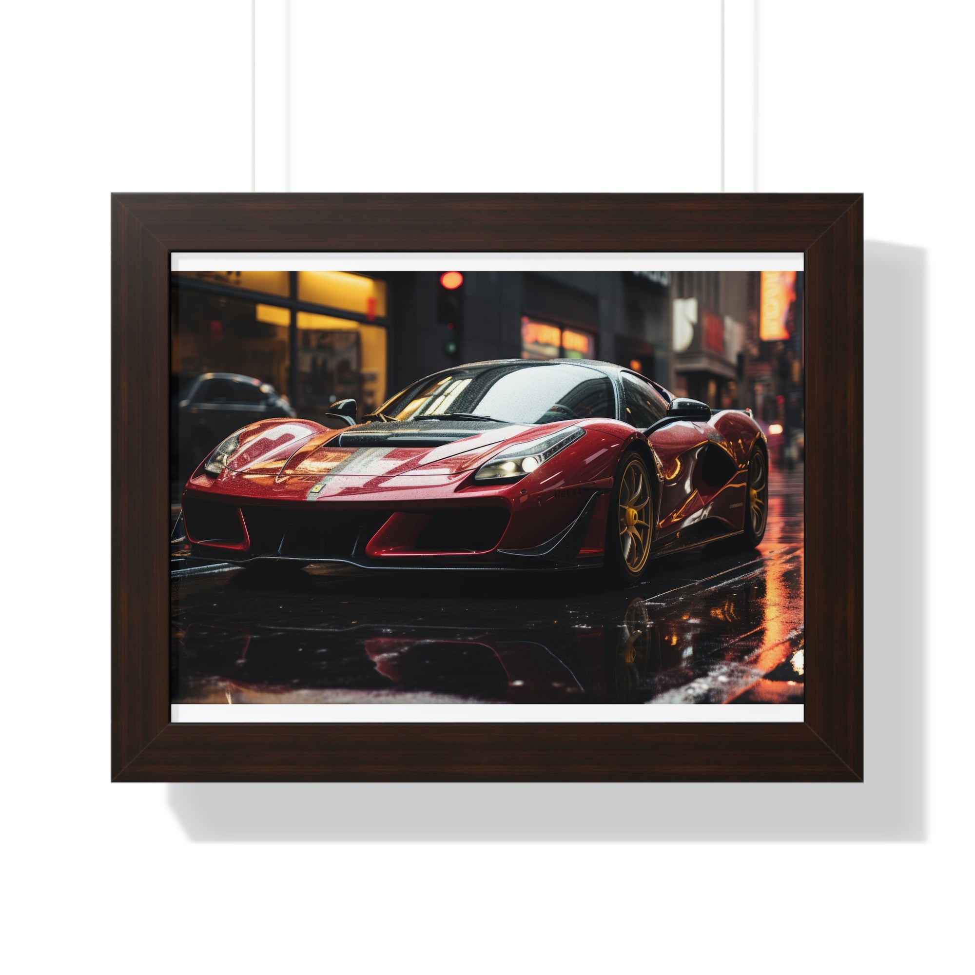 Framed Red Ferrari F50 Horizontal Poster – Supercar Wall Art for Car Enthusiasts