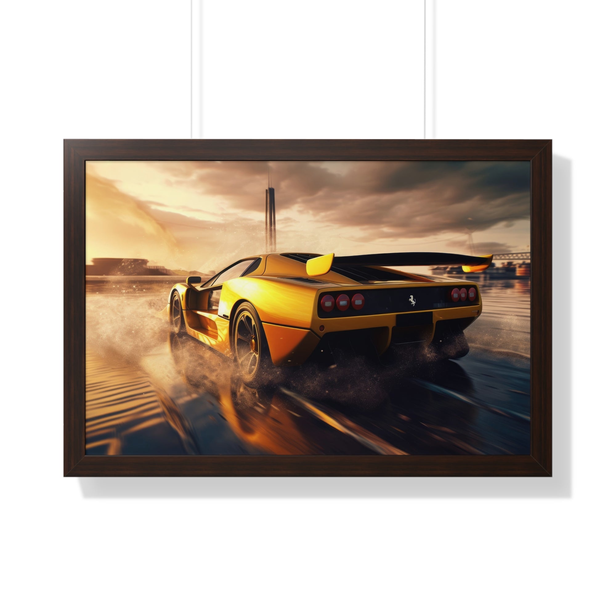 Yellow Ferrari F50 – Collector’s Framed Horizontal Poster