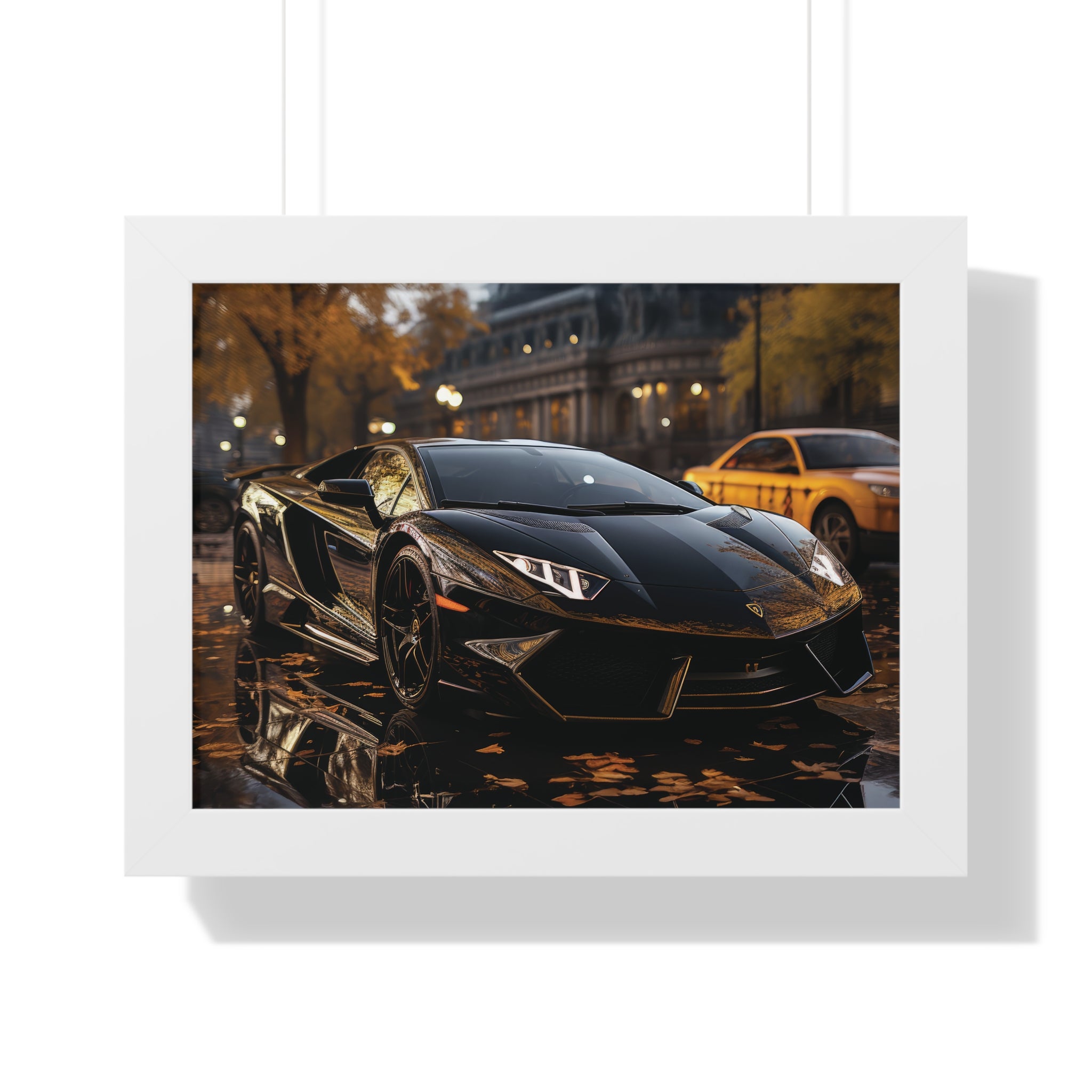 Wet Road Reflection Lamborghini Aventador Art