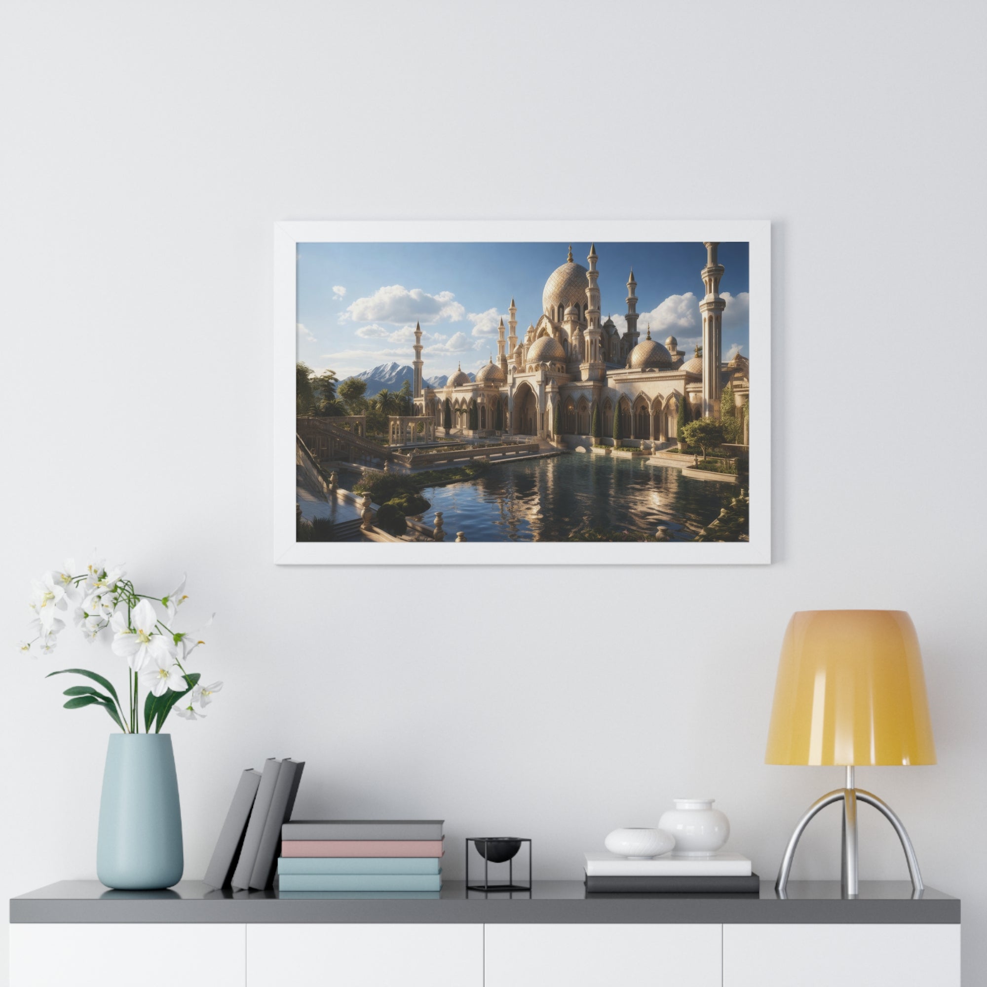 Alpine Majesty – Framed Mosque Reflection Wall Art