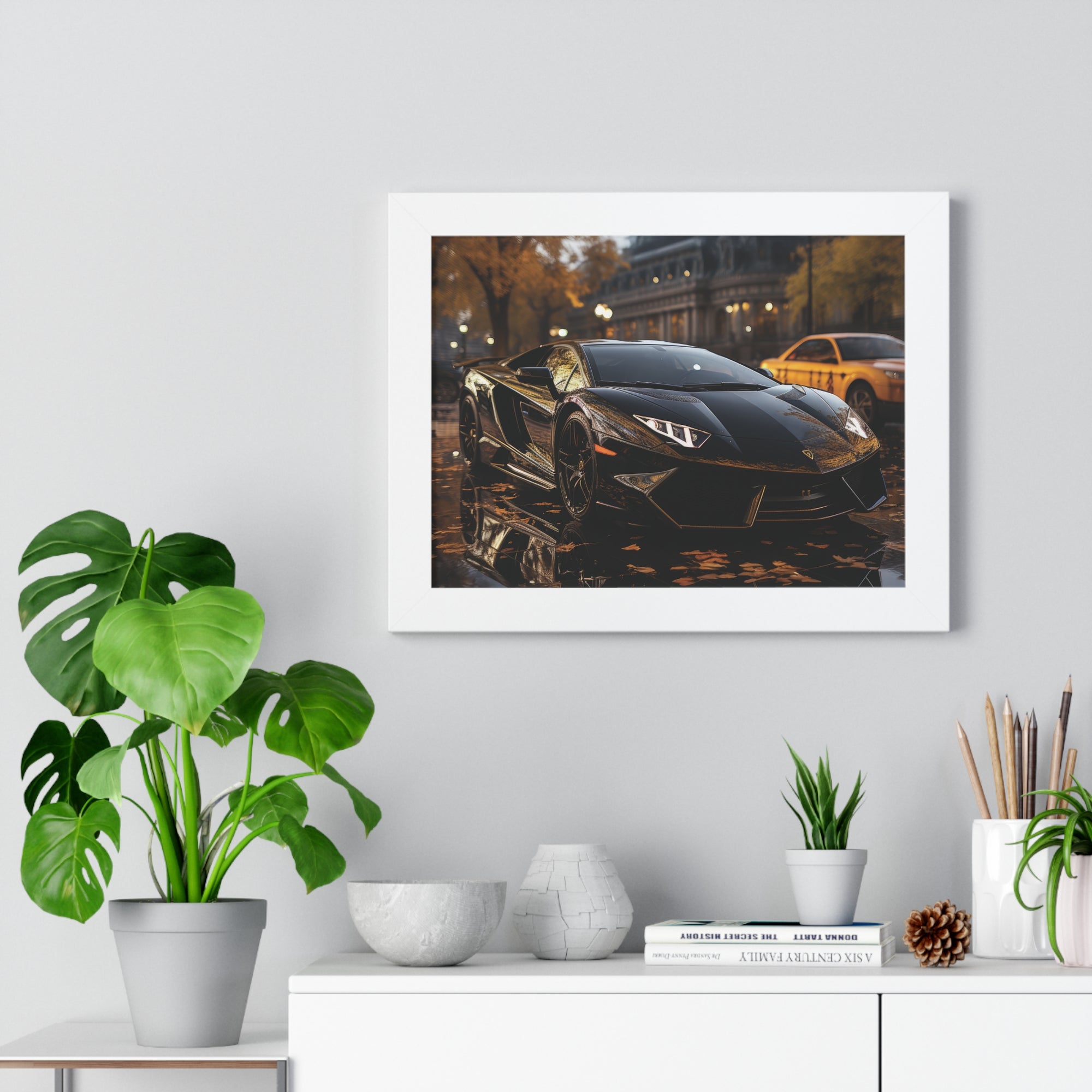 Wet Road Reflection Lamborghini Aventador Art