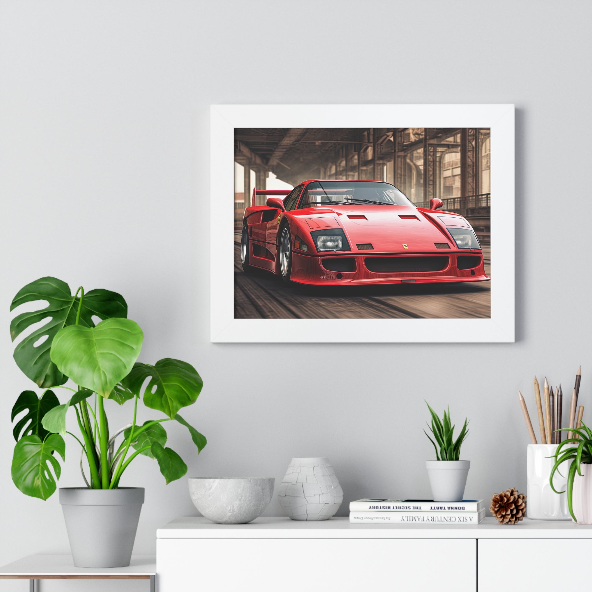 Ferrari F50 Wall Decor – Red Icon Framed in Horizontal Format