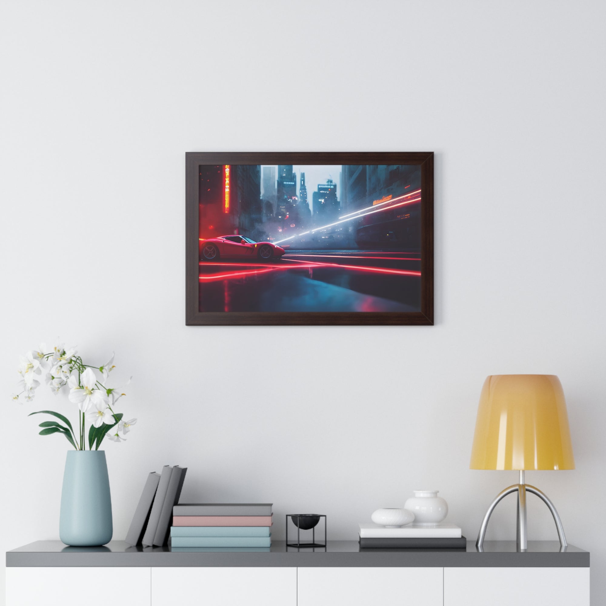 Dazzling Framed Supercar Poster – Red Ferrari F50